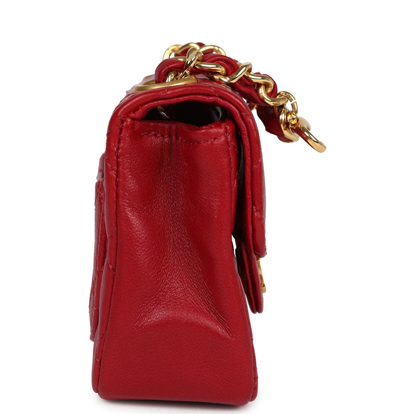 Chanel Micro Belt Flap Bag Red Lambskin Gold Hardware