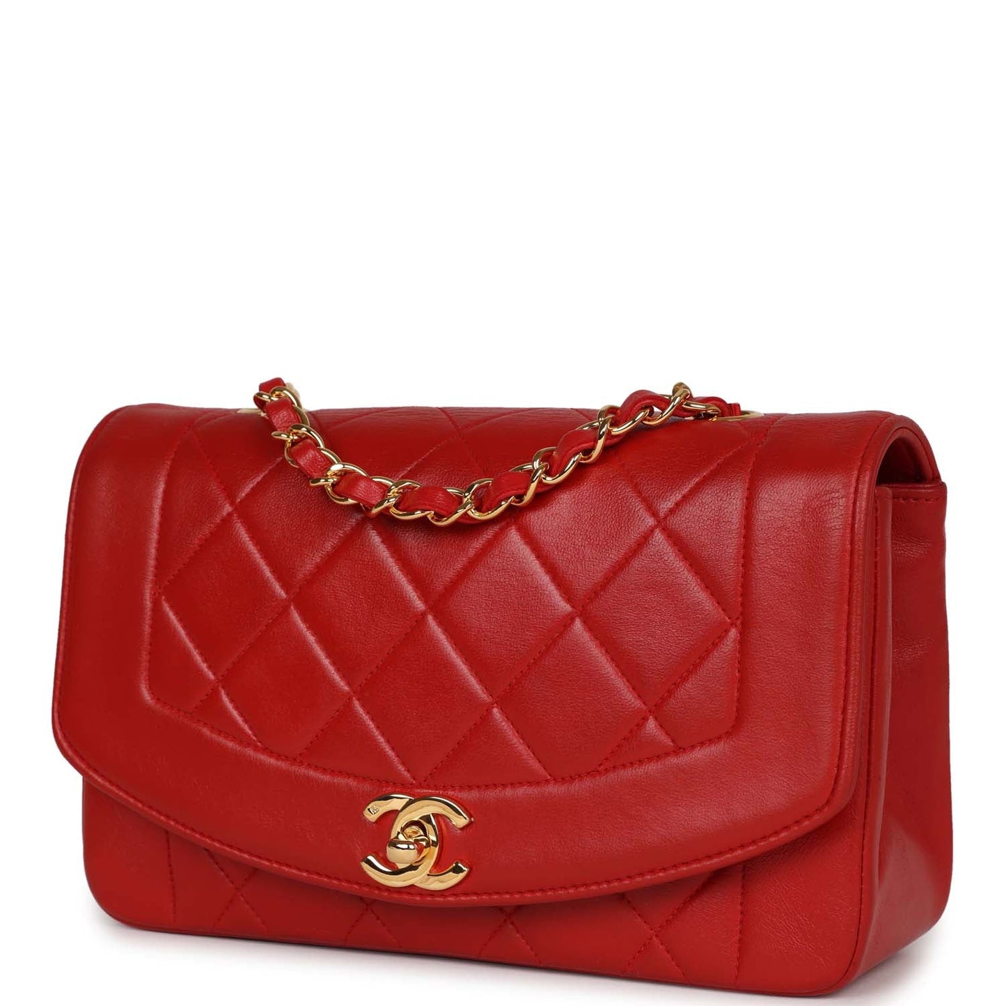 Chanel Small Diana Flap Bag Red Lambskin Gold Hardware
