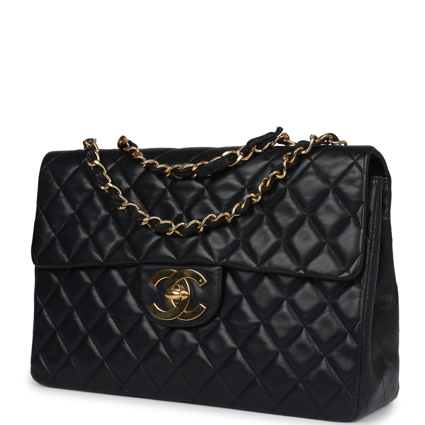 Chanel XL Jumbo Maxi Flap Bag Black Lambskin Gold Hardware