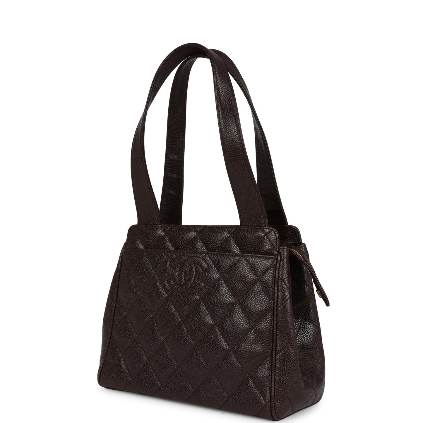 Chanel Mini Shopper Shoulder Bag Brown Caviar Gold Hardware