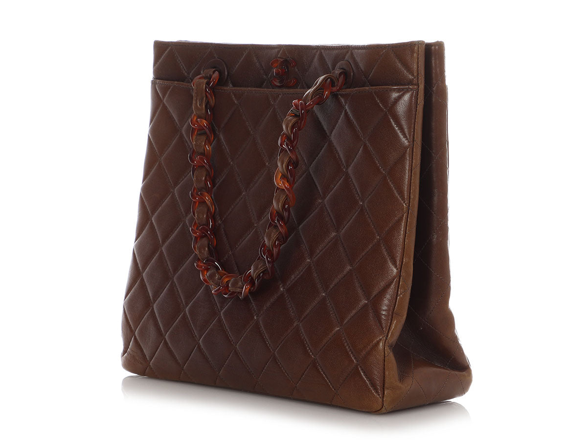 Chanel Brown Quilted Lambskin Tote