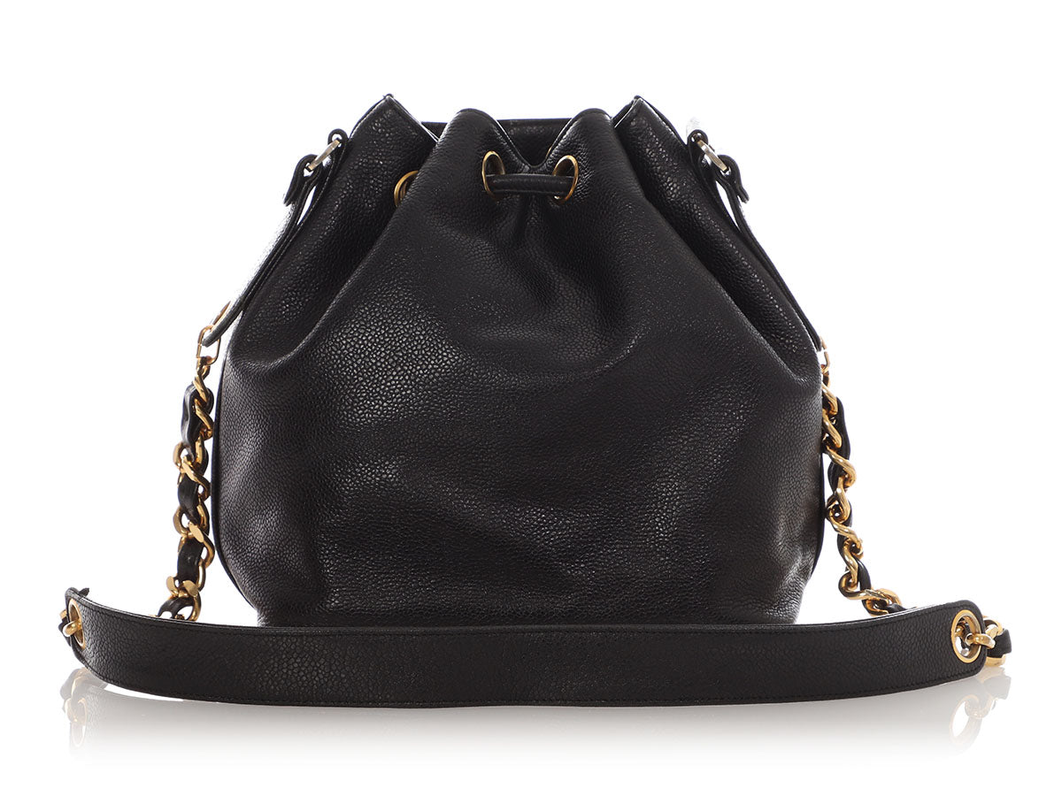 Chanel Small Black Caviar Drawstring Bucket Bag