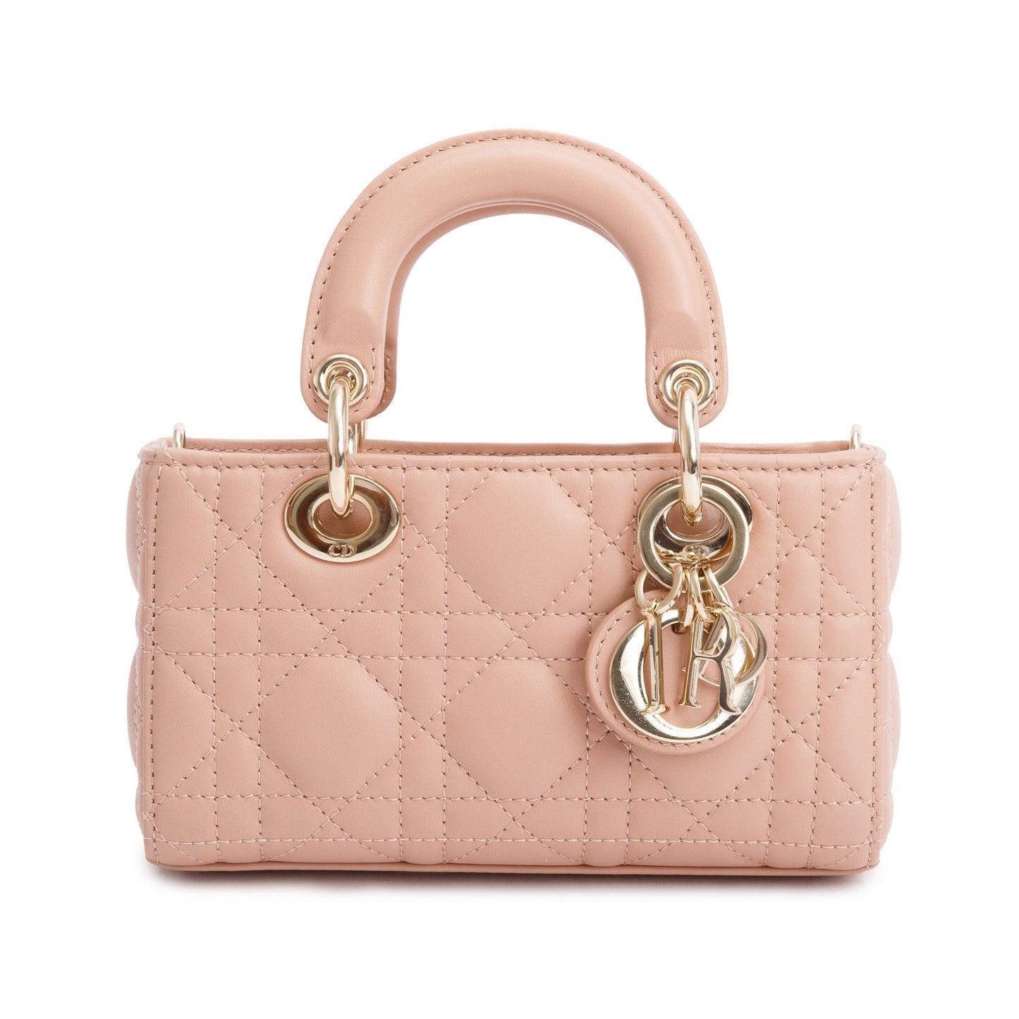 Christian Dior 2023 Rose Des Vents Cannage Lambskin Micro Lady D-Joy Bag