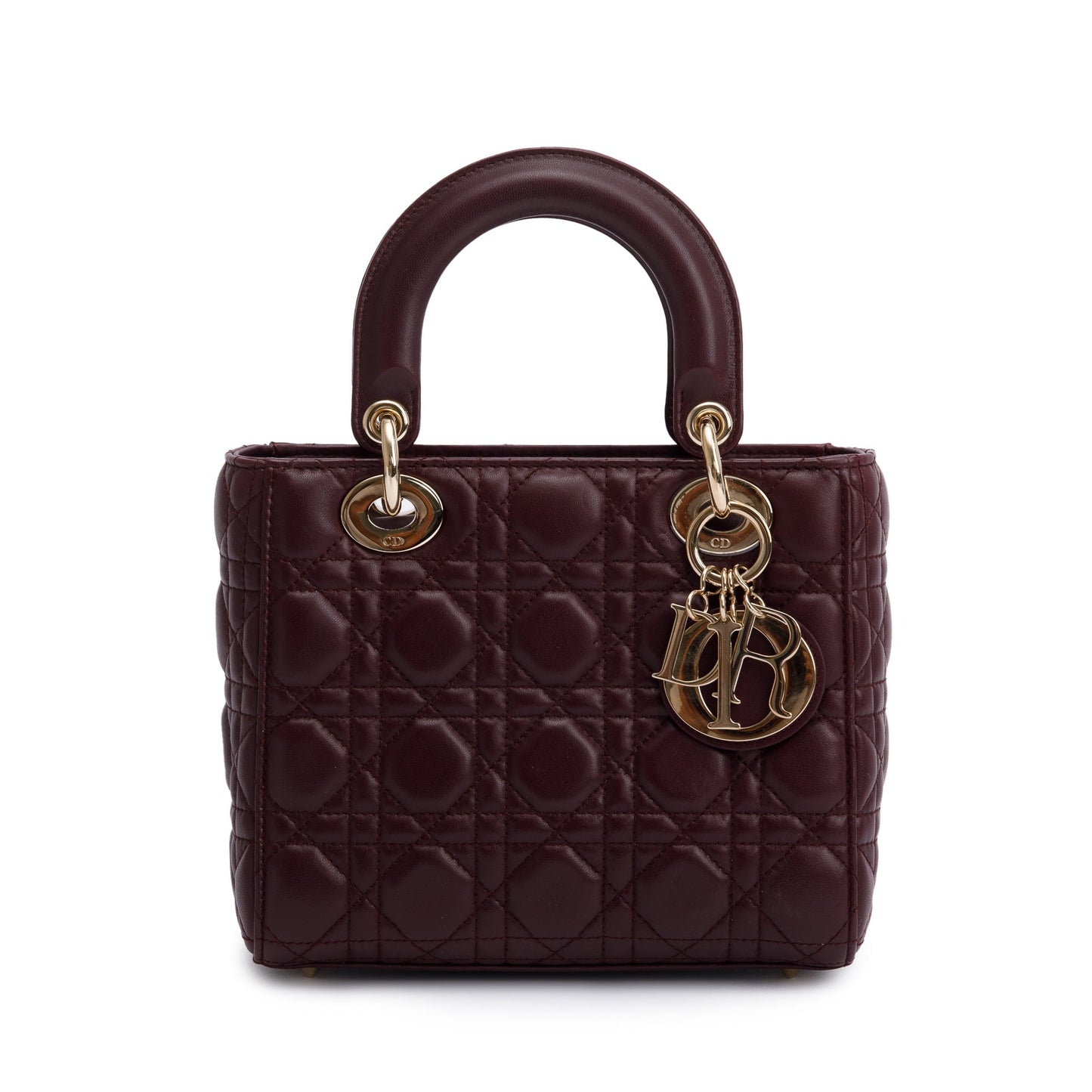 Christian Dior Burgundy Cannage Leather Small Lady Dior Bag