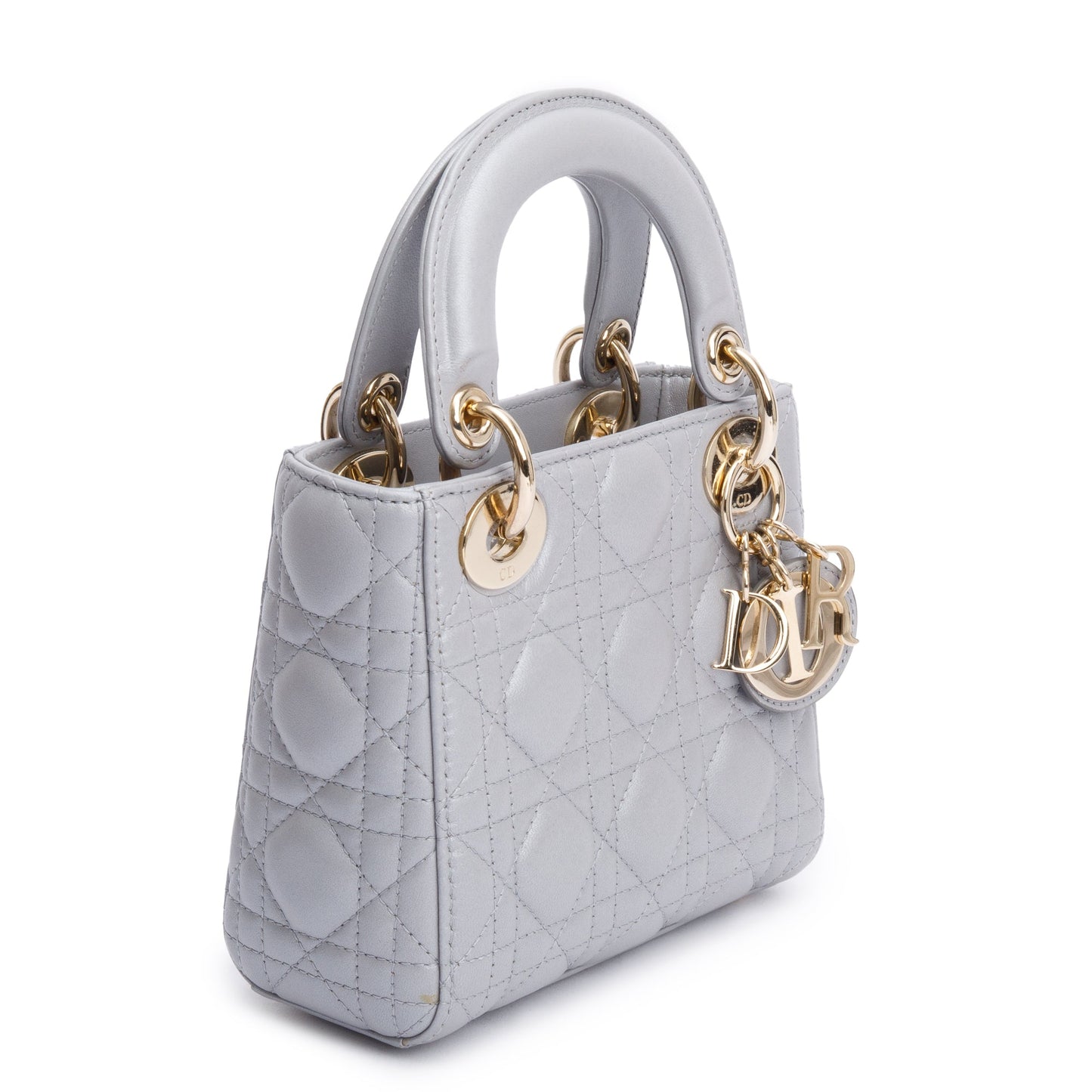 Christian Dior Grey Cannage Leather Mini Lady Dior Bag