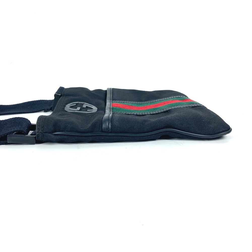 GUCCI Shoulder Bag 181068 Nylon canvas black GG Shelly line Women