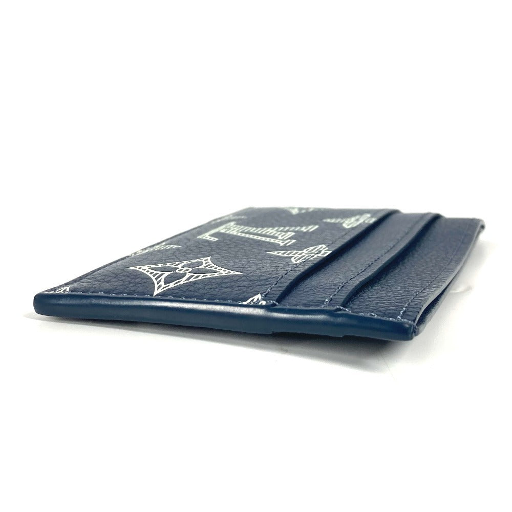LOUIS VUITTON Card Case Monogram shadow leather Navy Monogram shadow Porto Carte Double unisex(Unisex)
