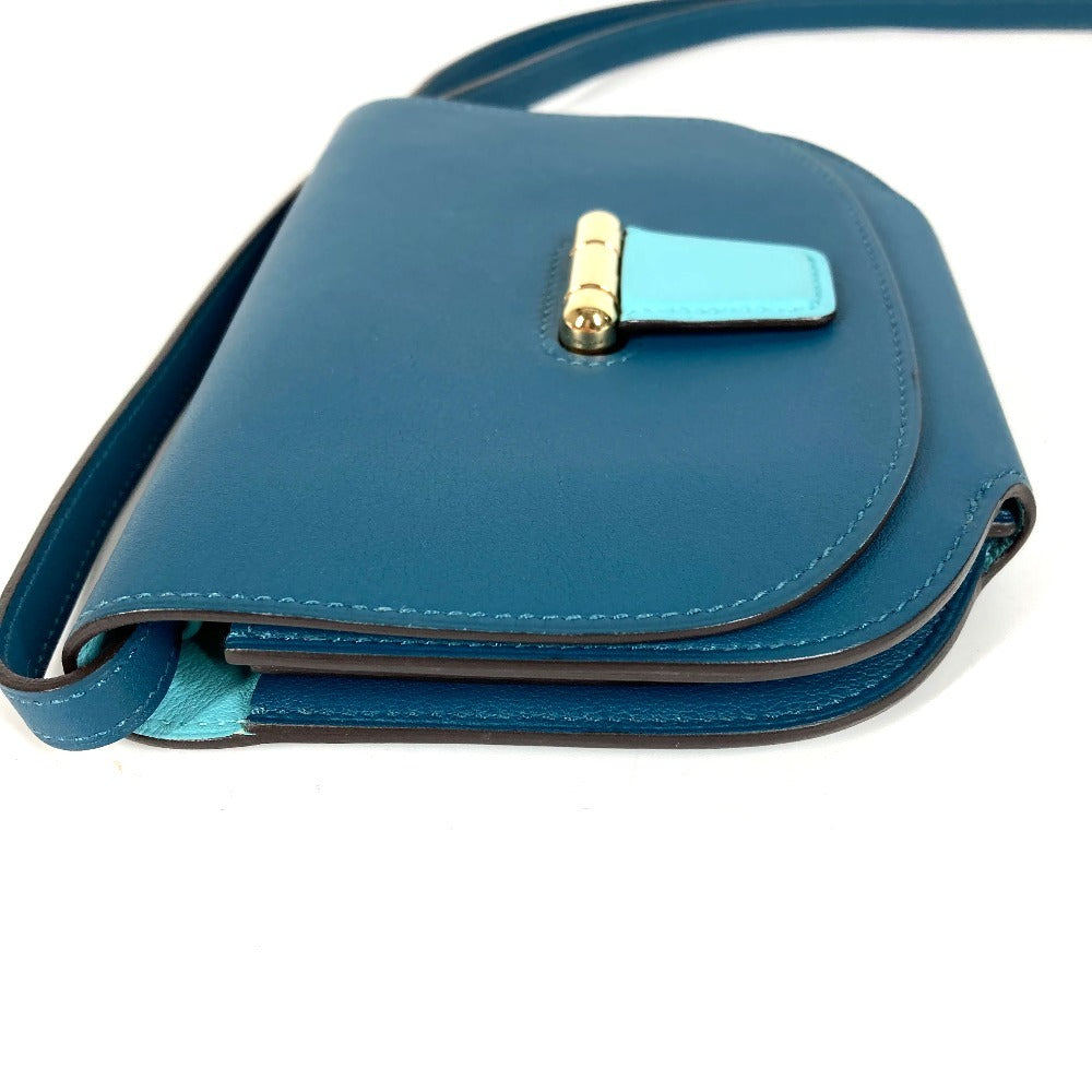 HERMES Shoulder Bag Swift blue Wallet flap Minicon Buyer Shoulder Wallet