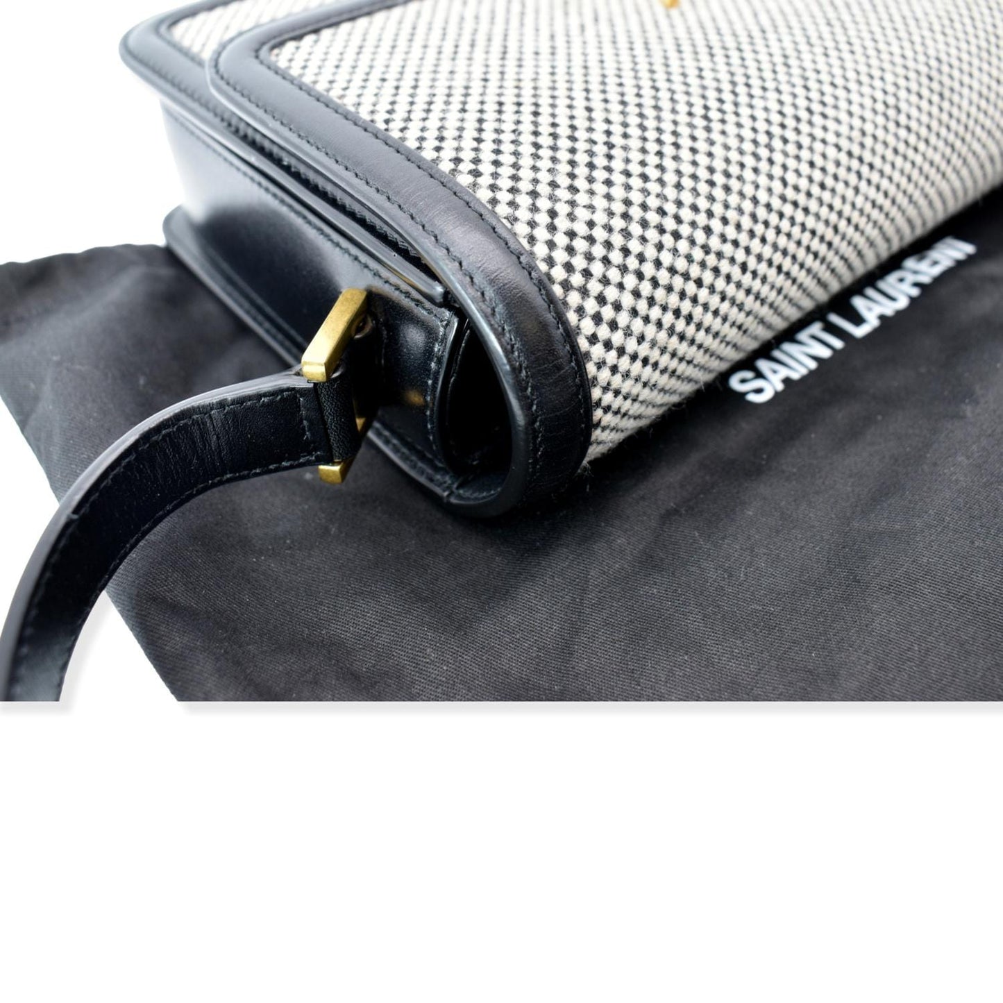 Saint Laurent Solferino Medium Canvas and Leather Shoulder Bag White