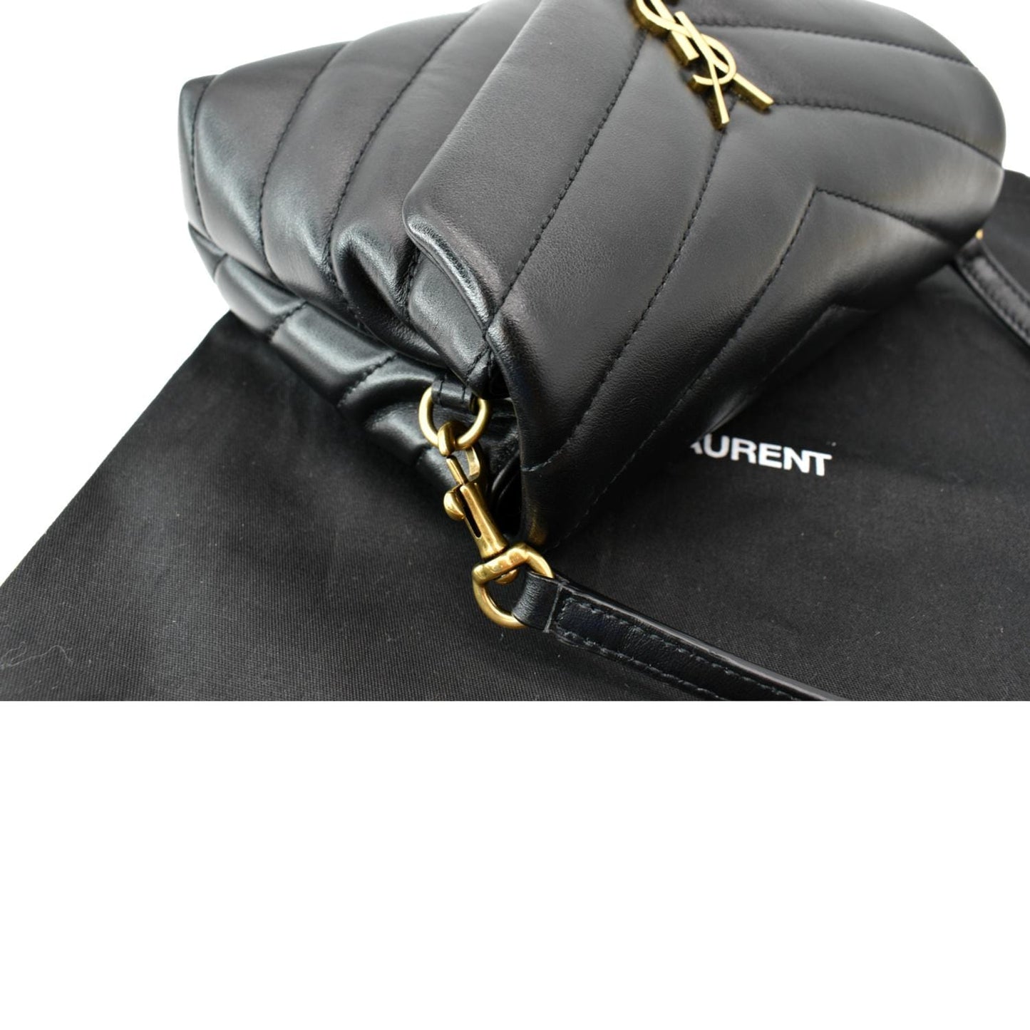 SAINT LAURENT Loulou Toy Matelasse Leather Crossbody Bag Black