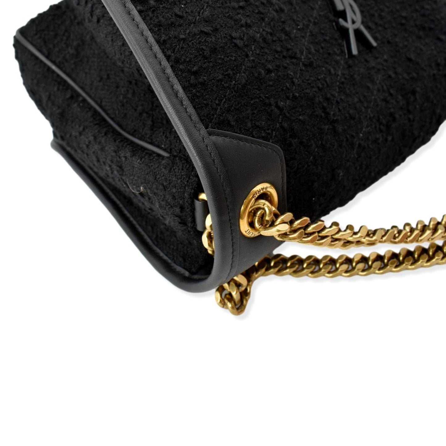 SAINT LAURENT Niki Medium Tweed Shoulder Bag Black