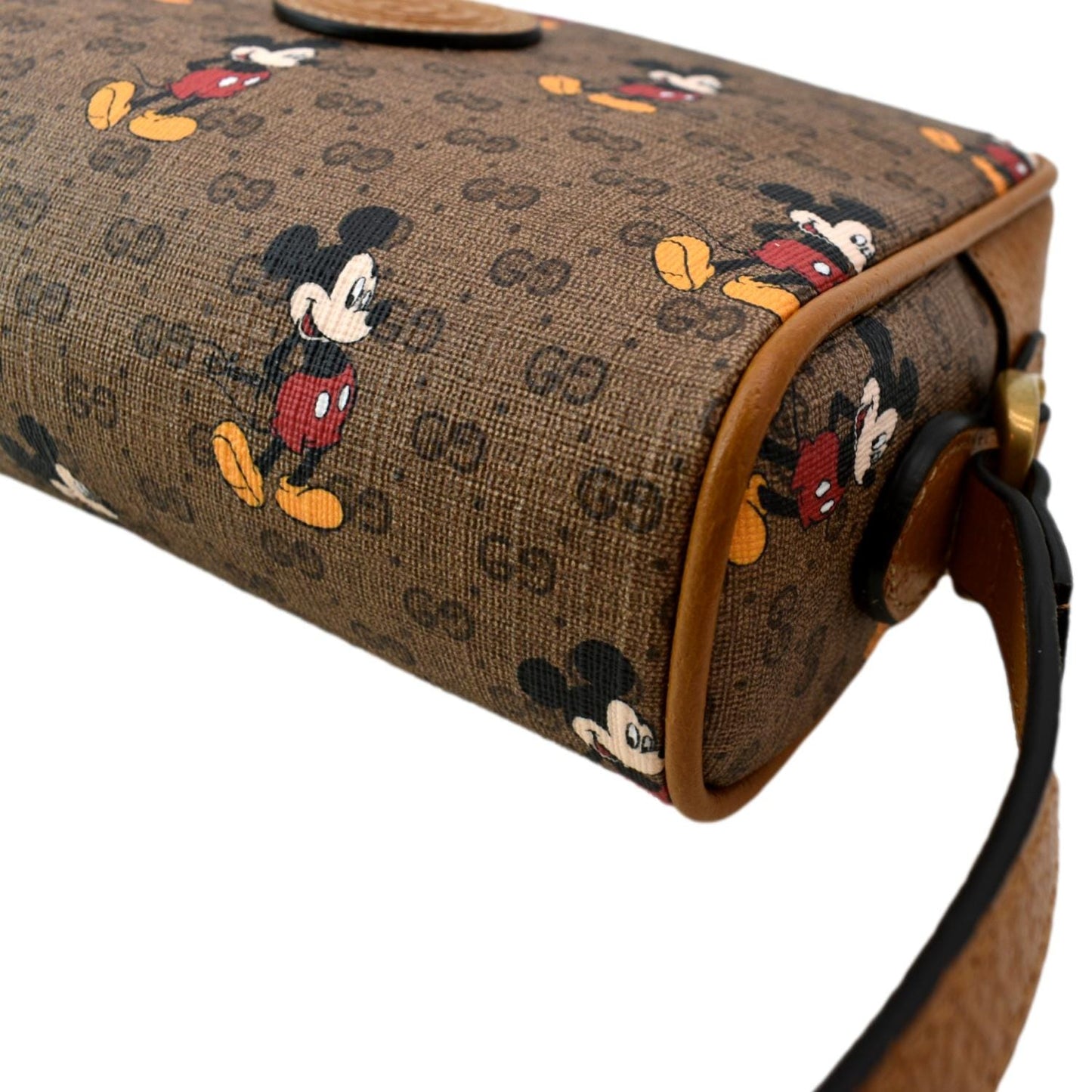 GUCCI x Disney Mickey Mo GG Supreme Coated Canvas Crossbody Bag Brown 602536