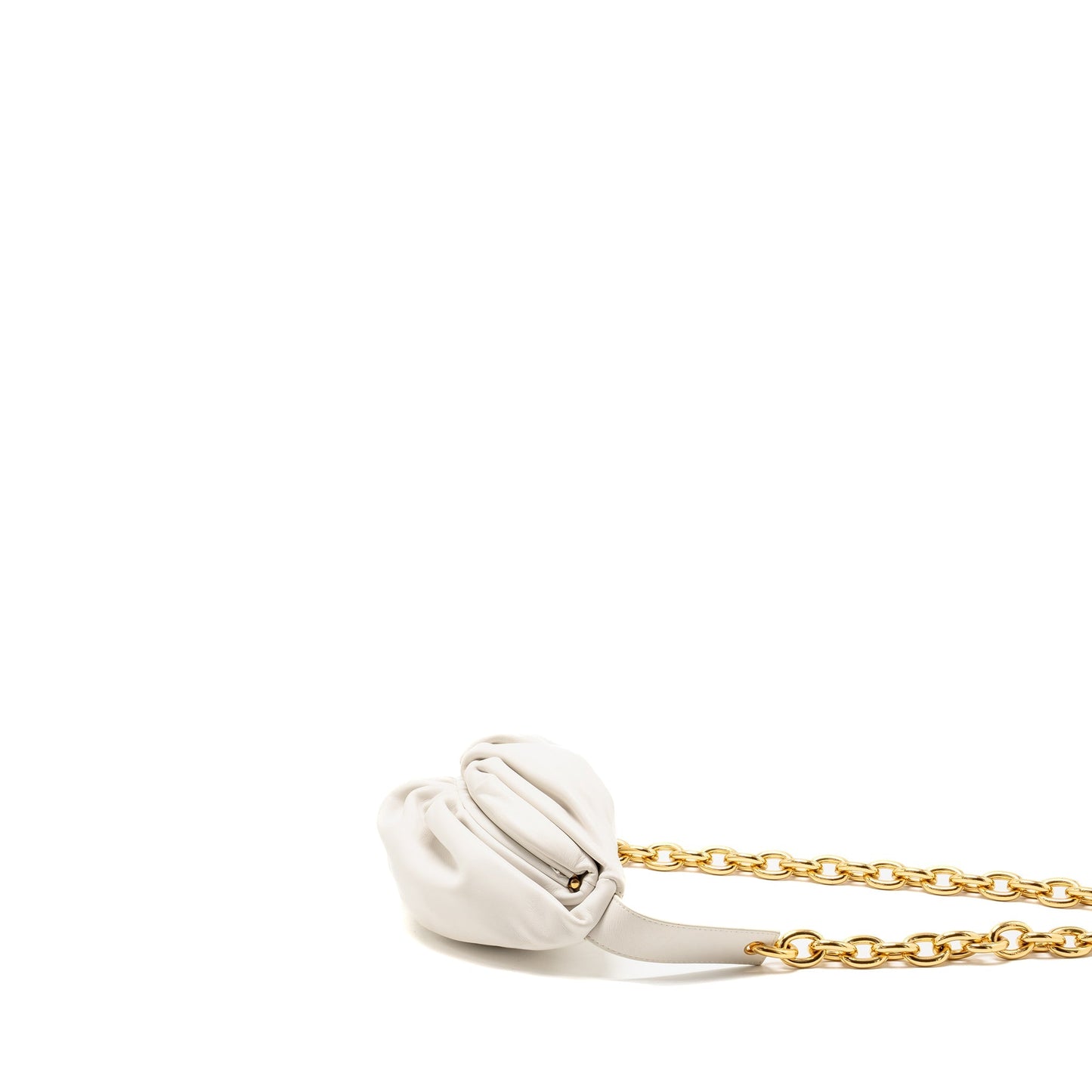 Bottega Veneta The Belt Chain Pouch Purse Calfskin White