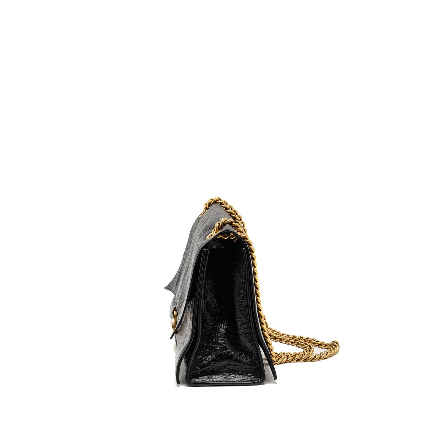Balenciaga Medium Womenâs Crush Chain Purse Calfskin Black