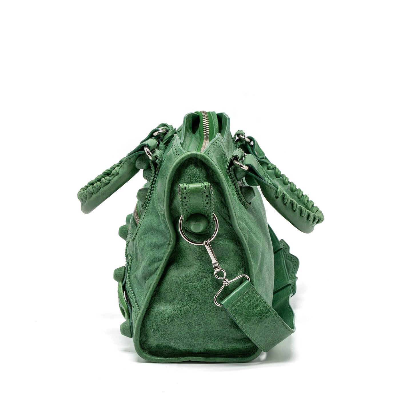 Balenciaga Lace City Purse Leather Green