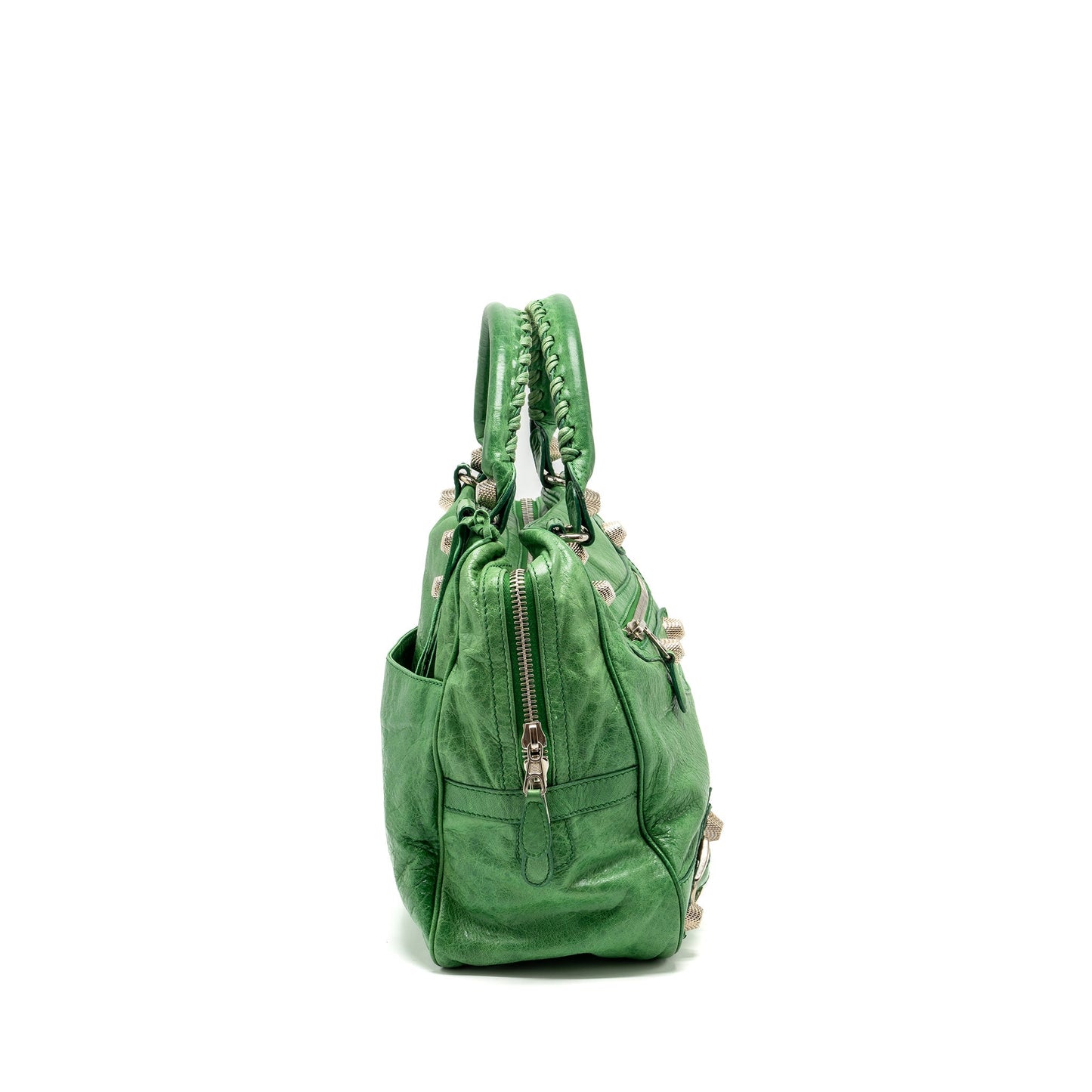 Balenciaga zip handle Purse green leather
