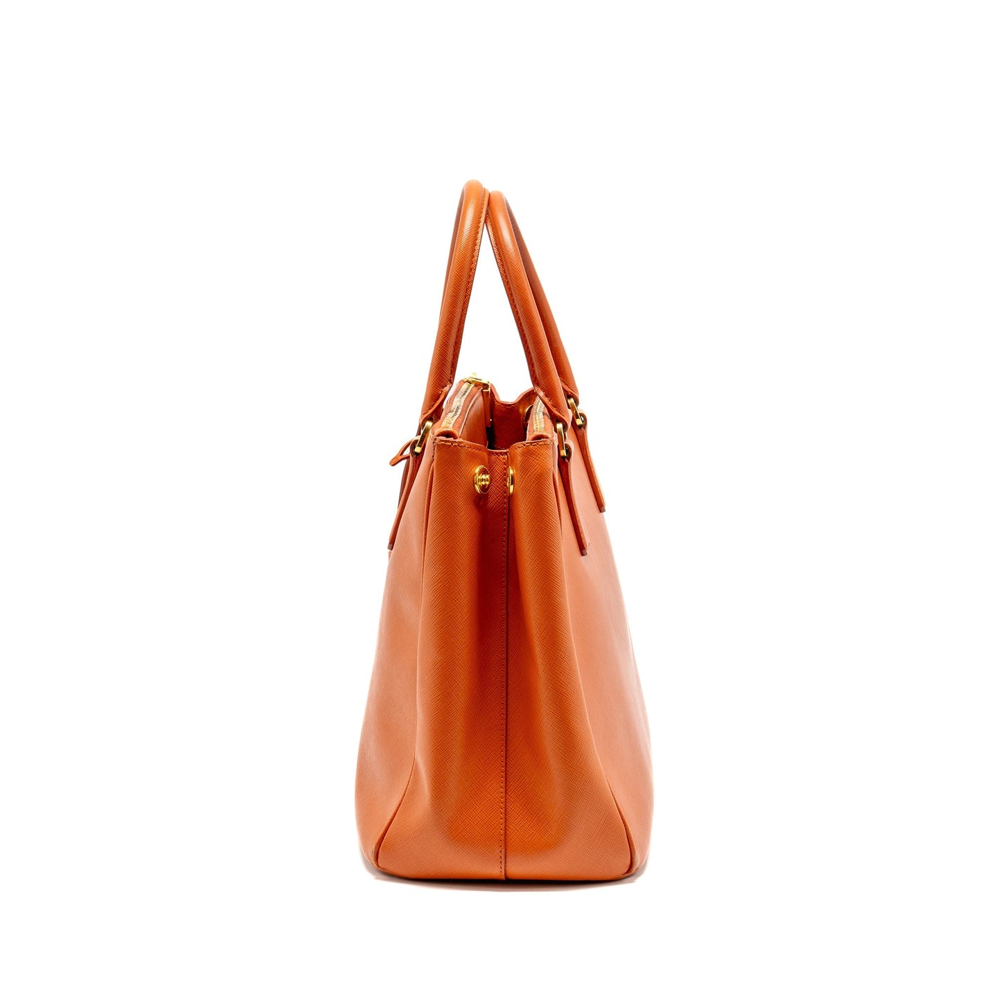 PRADA Large Saffiano Tote Purse Leather Orange