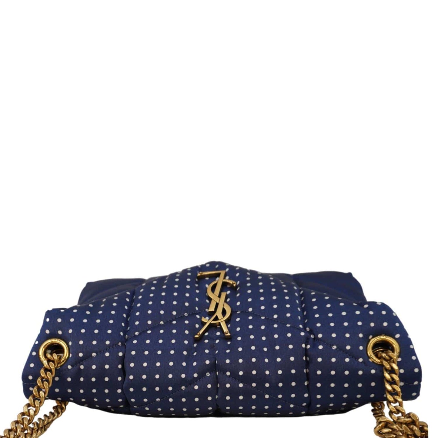 SAINT LAURENT Loulou Puffer Polka Dots Canvas Crossbody Bag Blue