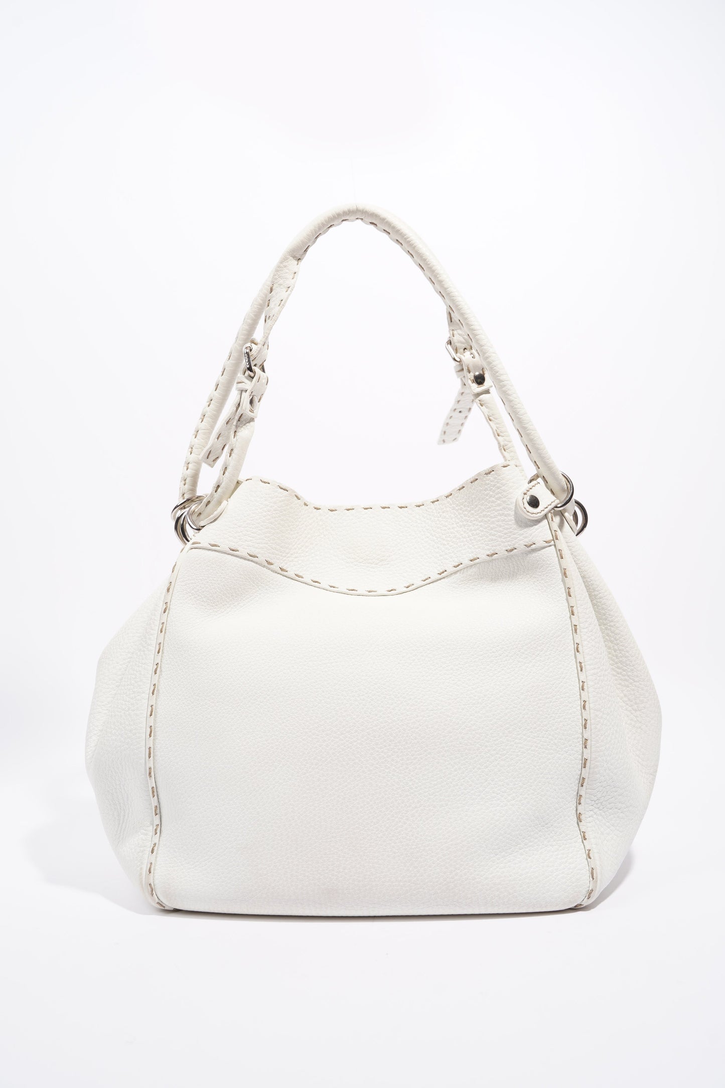 Fendi Womens Selleria Bucket Bag White