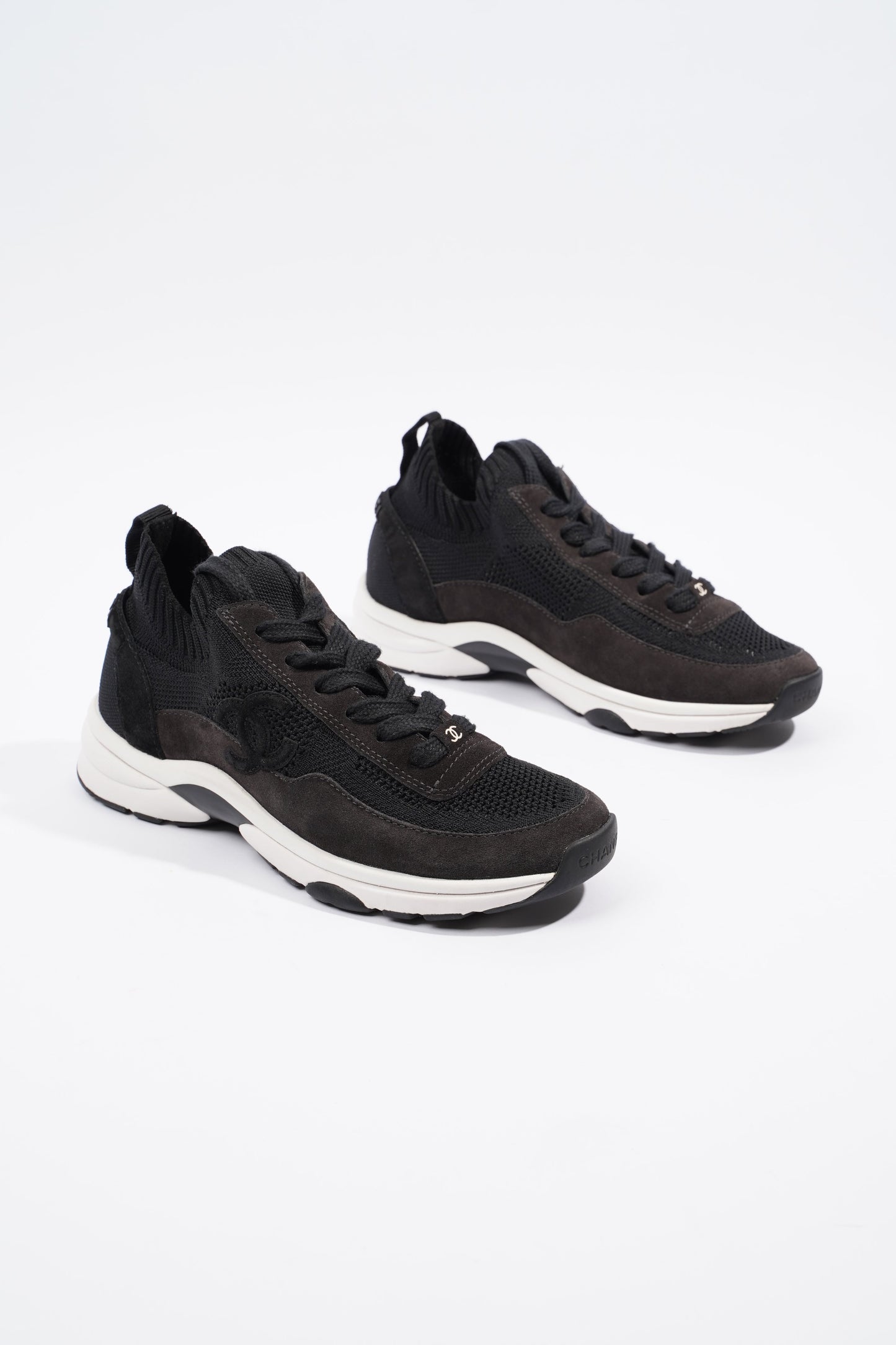 Chanel CC Knit Sneaker Black White EU 37 UK 4