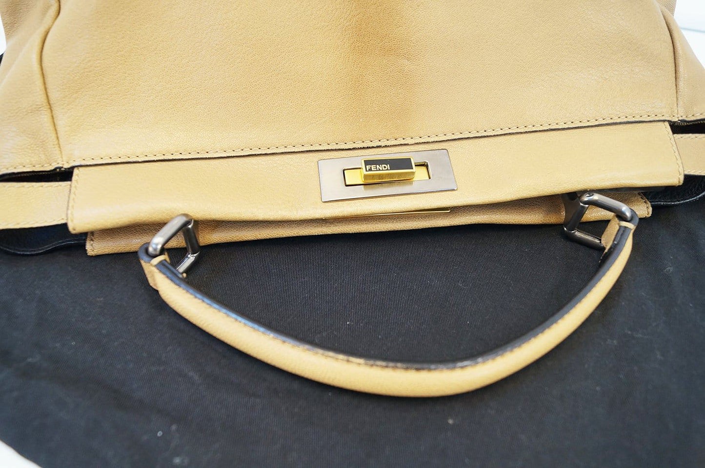 FENDI Red Ombre Leather Peekaboo Large Satchel Bag