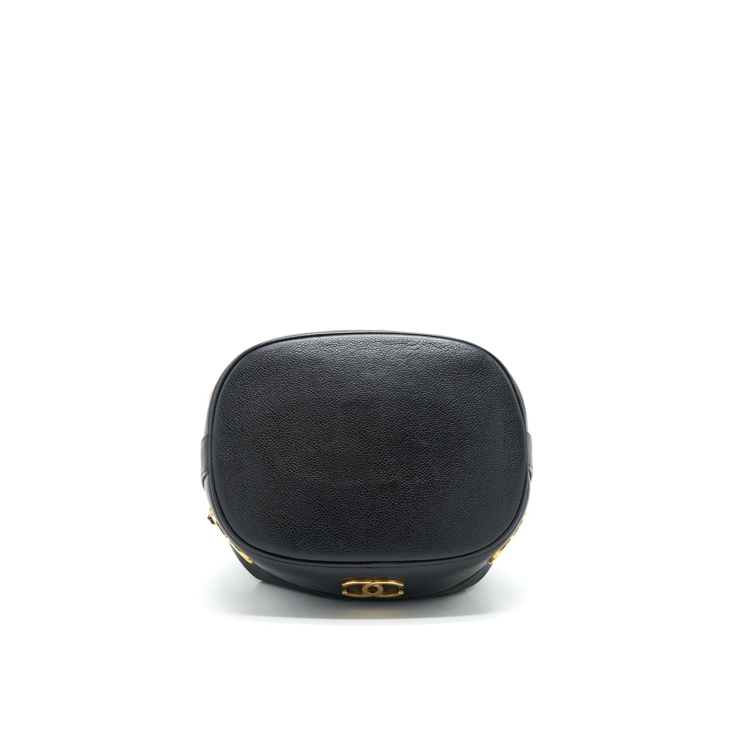 CHANEL CC Logo Pearl Crush Caviar Bucket Bag Black