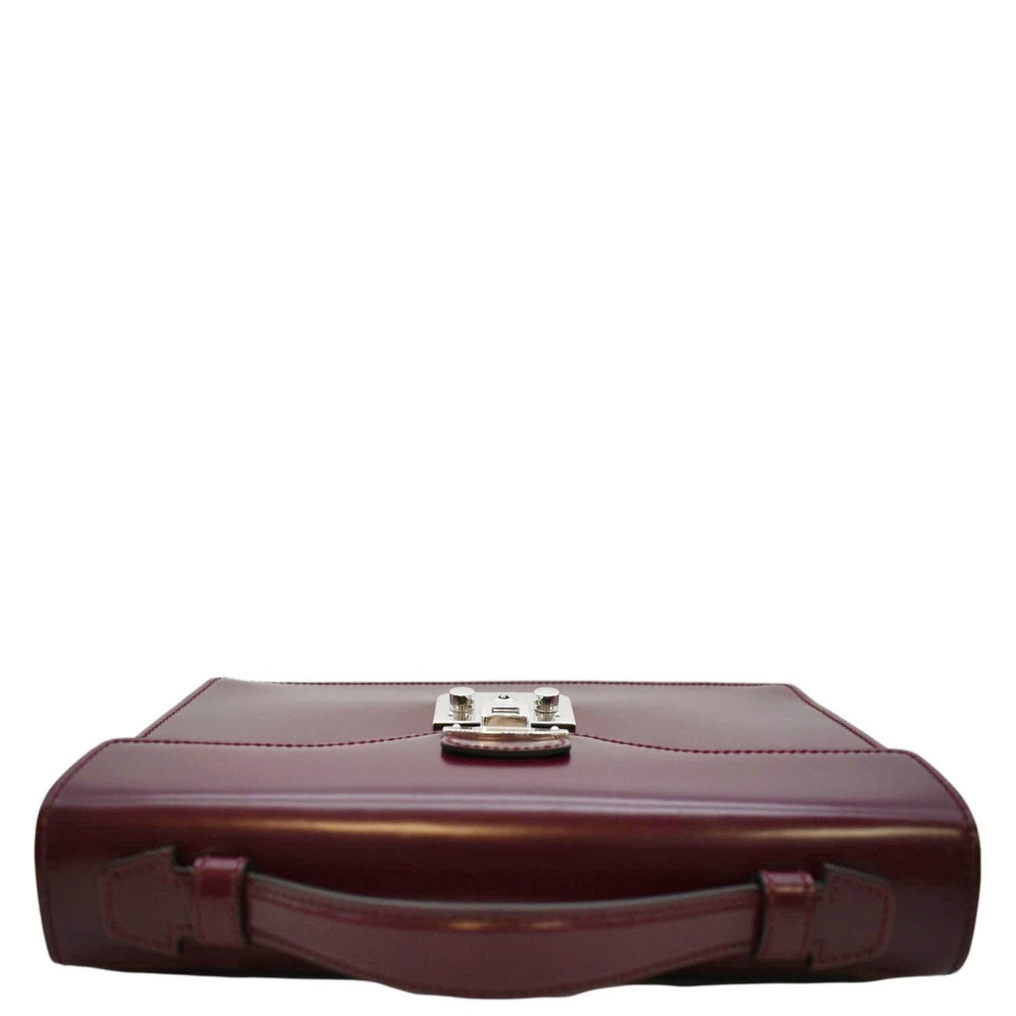 GUCCI Lock Leather Top Handle Satchel Bag Purple Wine 331823
