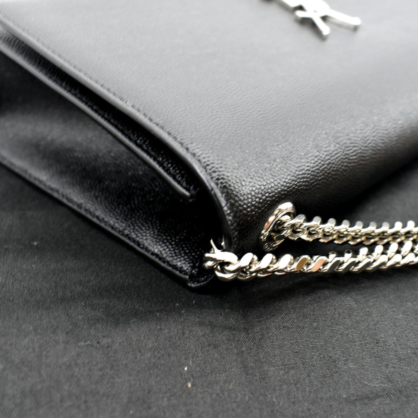 SAINT LAURENT Kate Medium Grain De Poudre Leather Crossbody Bag Black