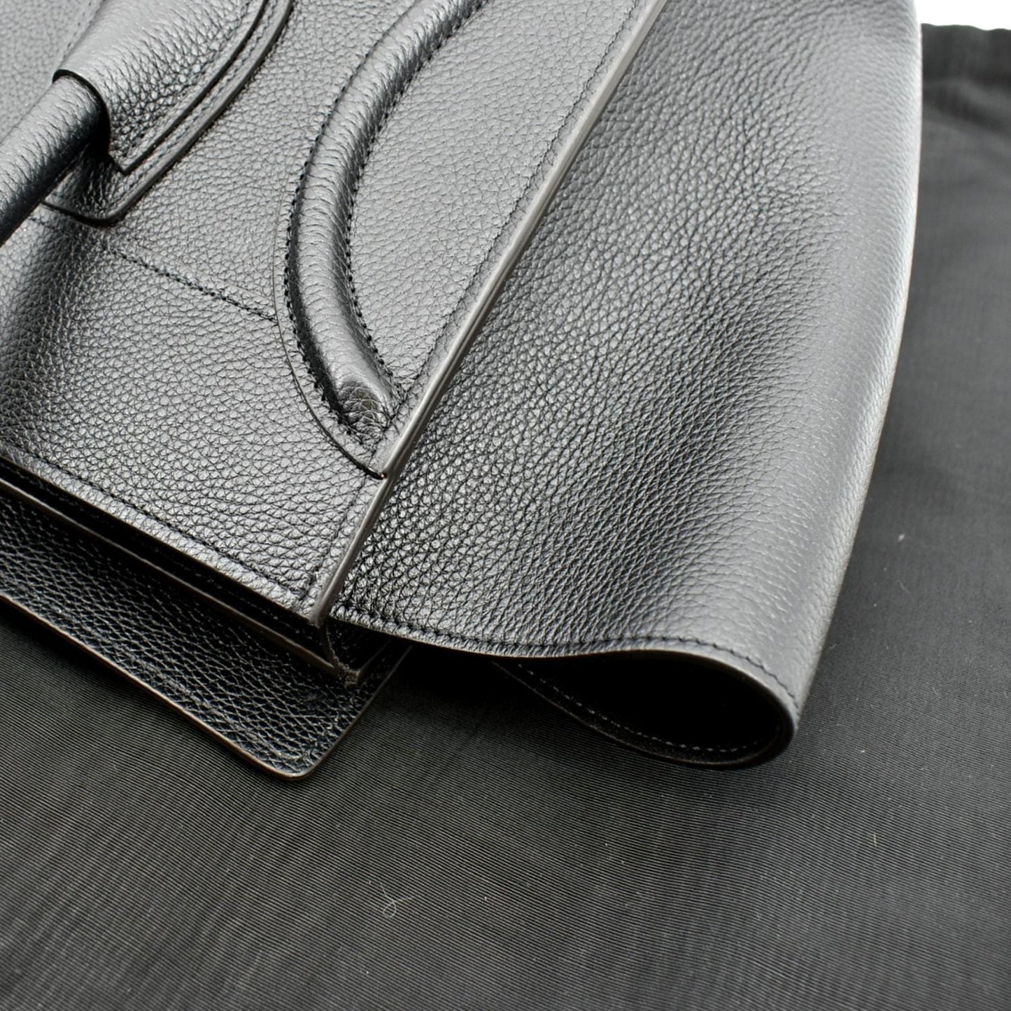CELINE Drummed Mini Luggage Calfskin Leather Tote Bag Black