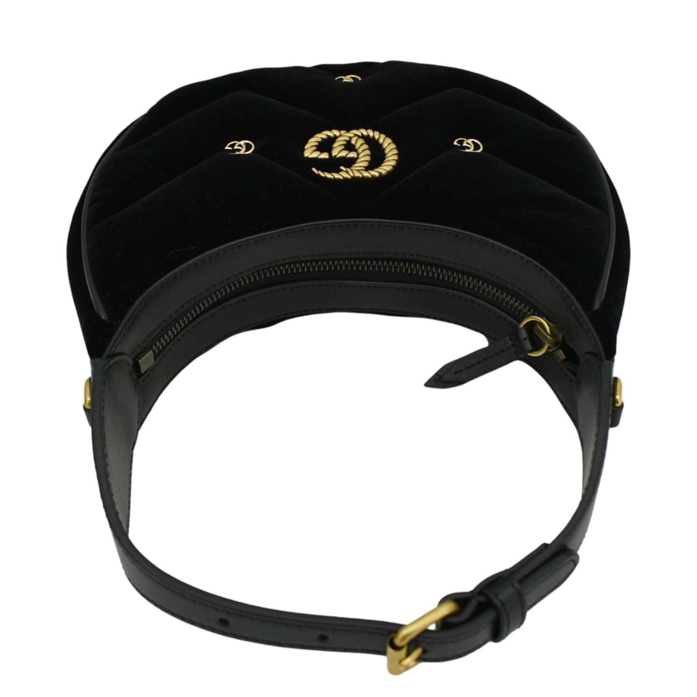 GUCCI GG Marmont Half Moon Mini Leather Shoulder Bag Black 770983