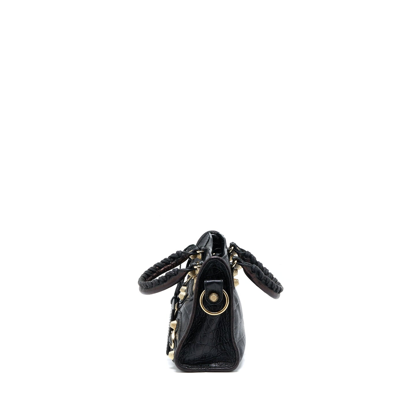 Balenciaga Mini City Crocodile-Embossed Calfskin Black