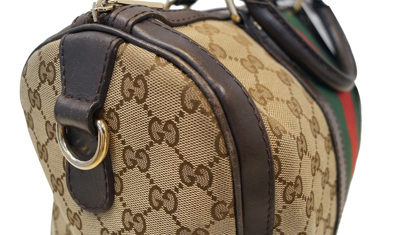 GUCCI Web Medium GG Boston Bag with Signature Web