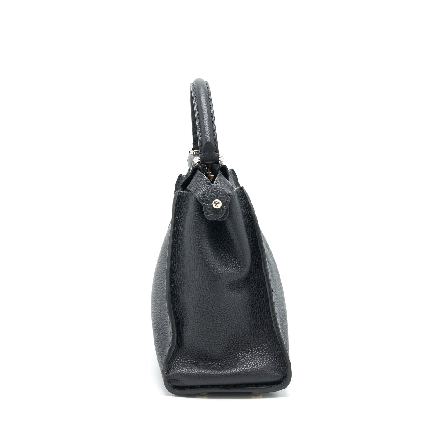 Fendi Peekaboo Tote Purse Grained Calfskin Black