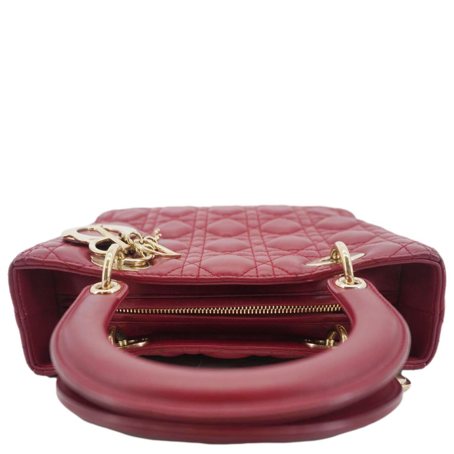 CHRISTIAN DIOR Lady Dior Medium Cannage Leather Crossbody Bag Red