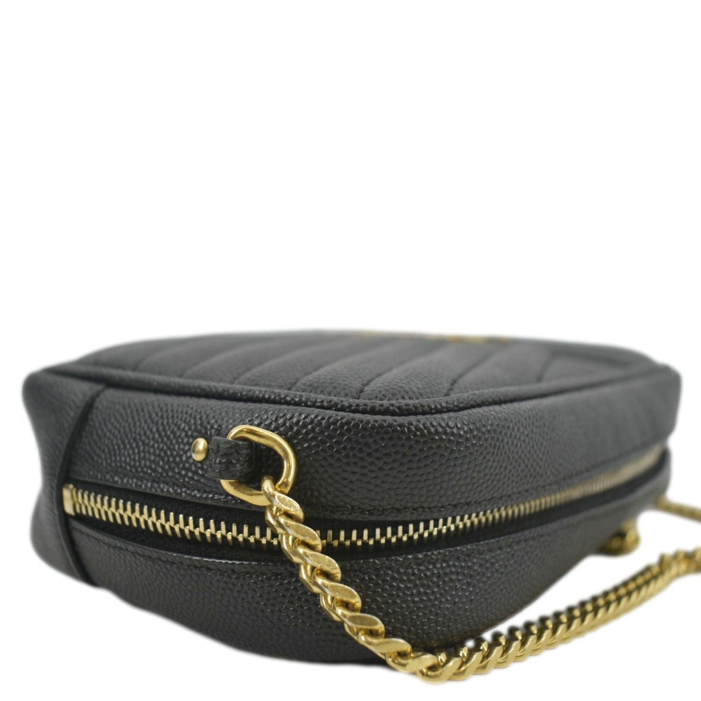 SAINT LAURENT Lou Chevron Leather Camera Crossbody Bag Black