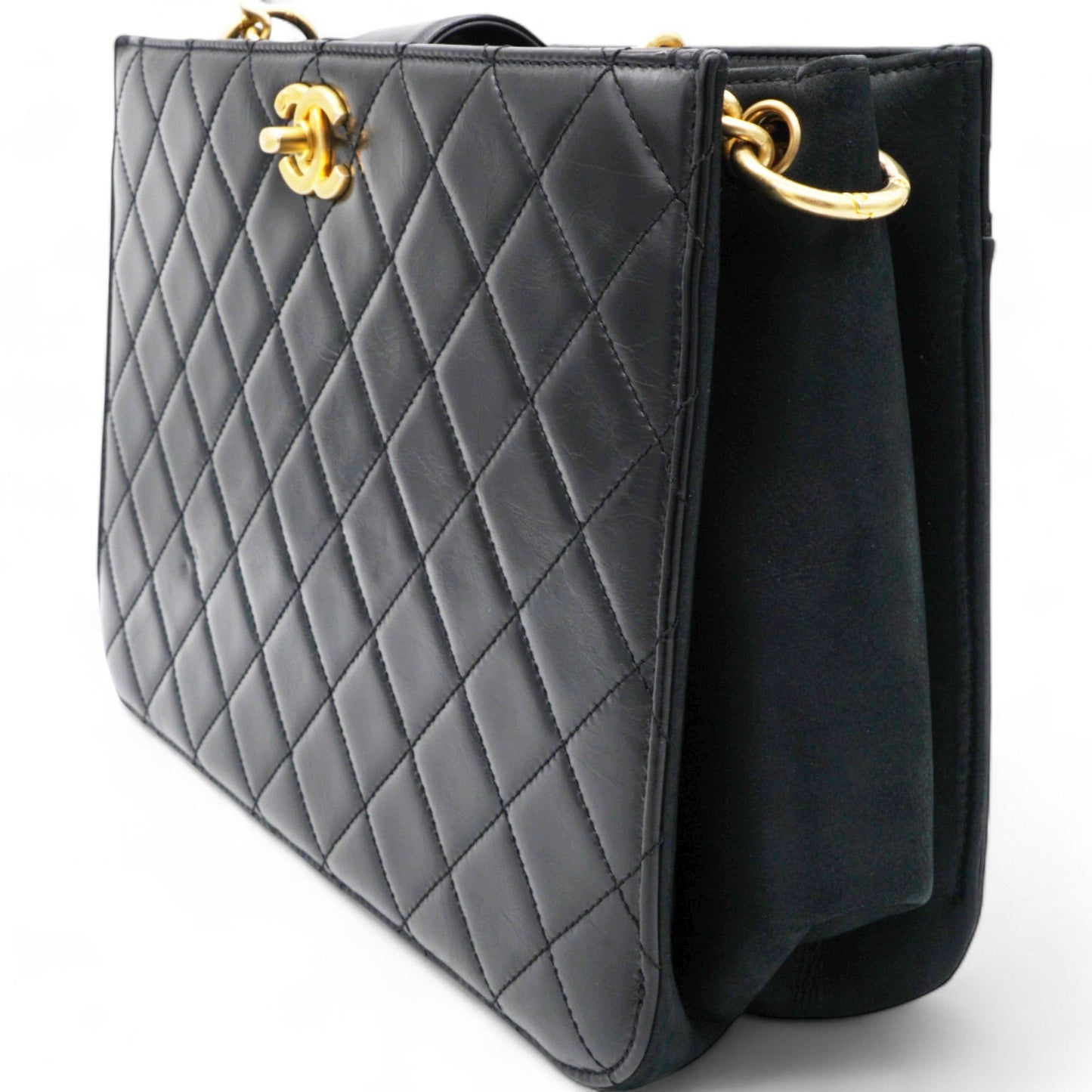 Chanel Black Leather Straight-Lined Shopper Tote