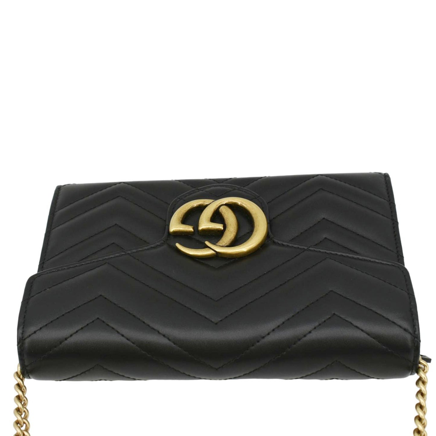GUCCI GG Marmont Mini Matelasse Leather Crossbody Bag Black 474575