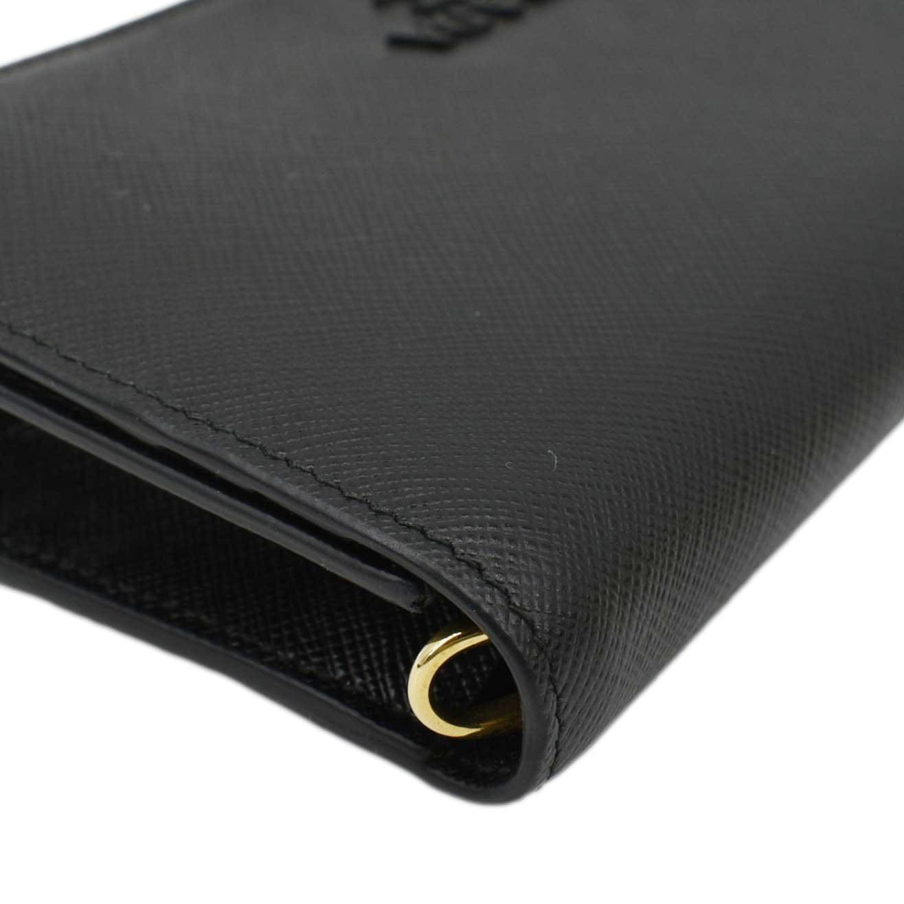 PRADA Saffiano Leather Crossbody Wallet Black