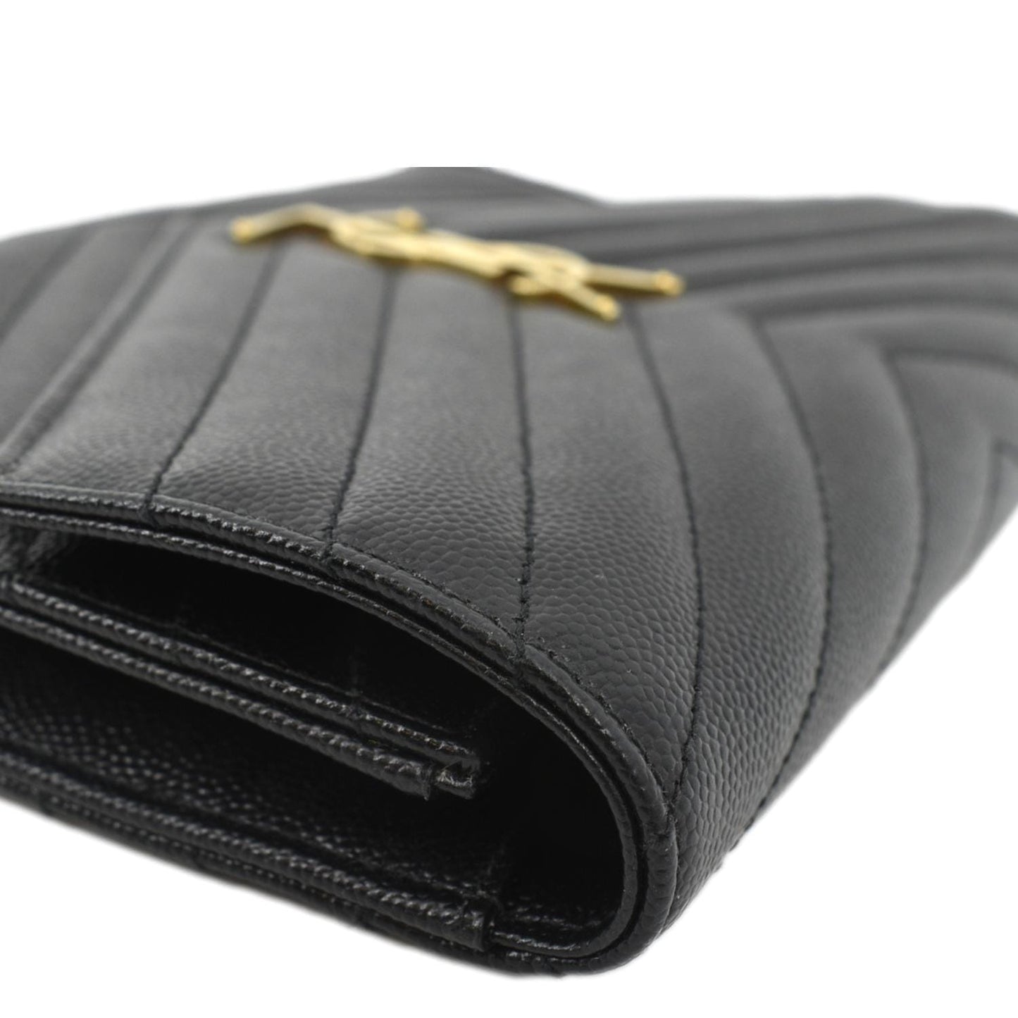 SAINT LAURENT Clutch Medium Matelasse Leather Pouch Black