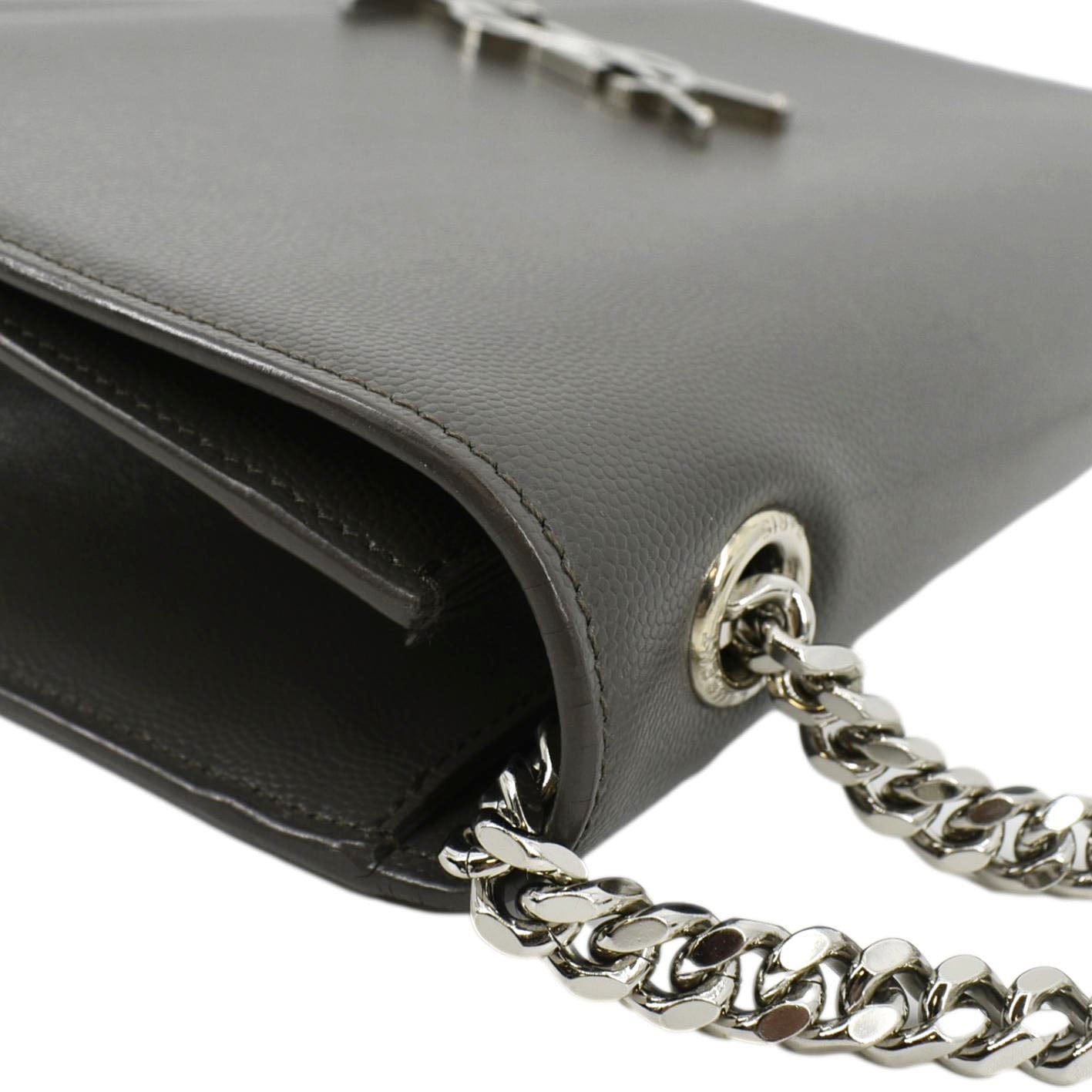 SAINT LAURENT Kate Leather Shoulder Bag Gray