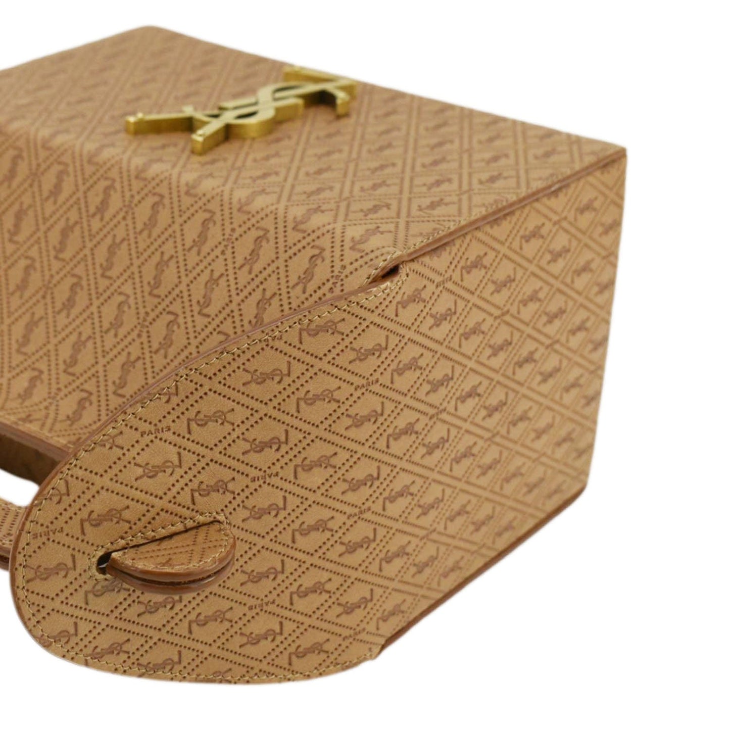 SAINT LAURENT Takeaway Box Vegetable-Tanned Leather Satchel Bag Brown