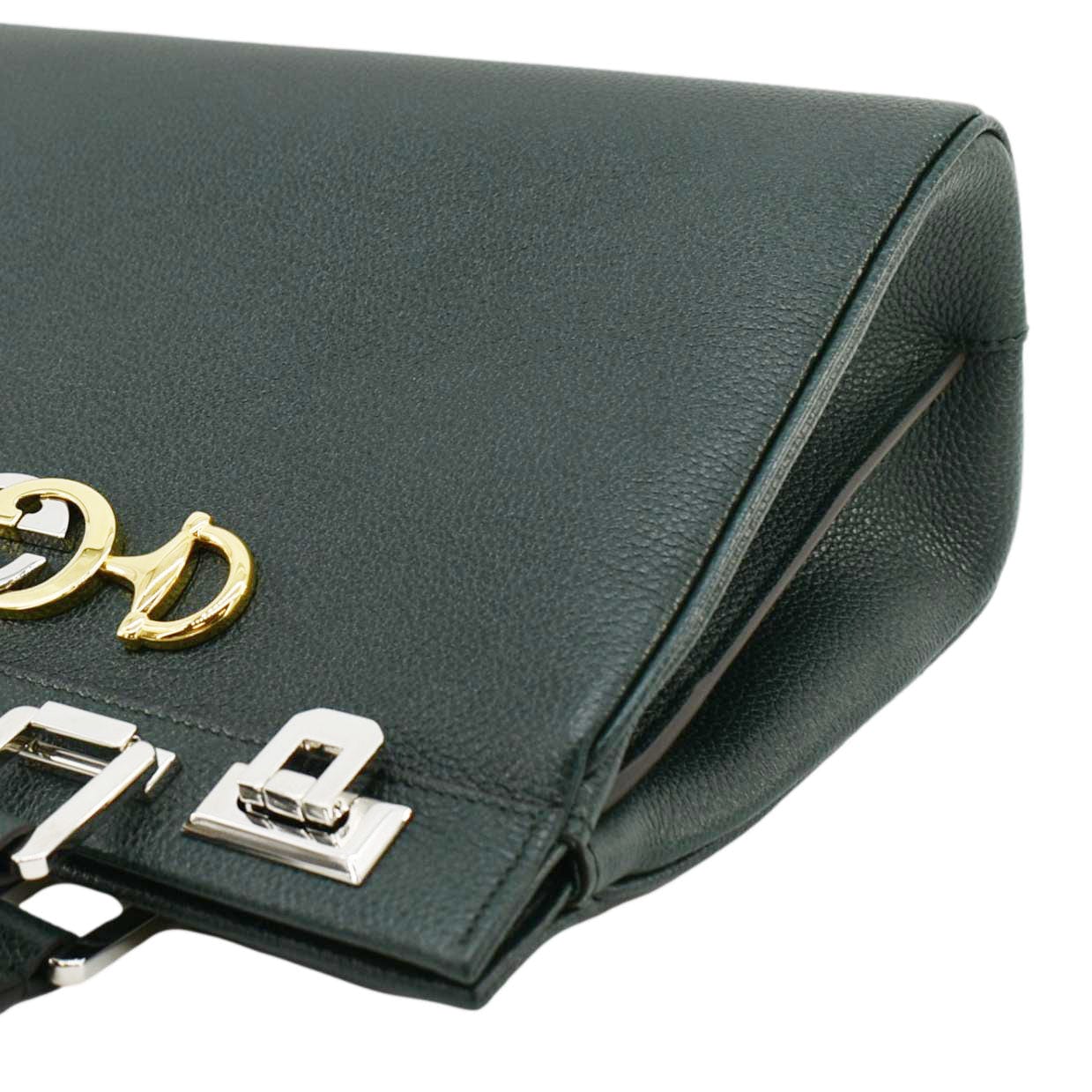 GUCCI Zumi Small Leather Top Handle Shoulder Bag Green