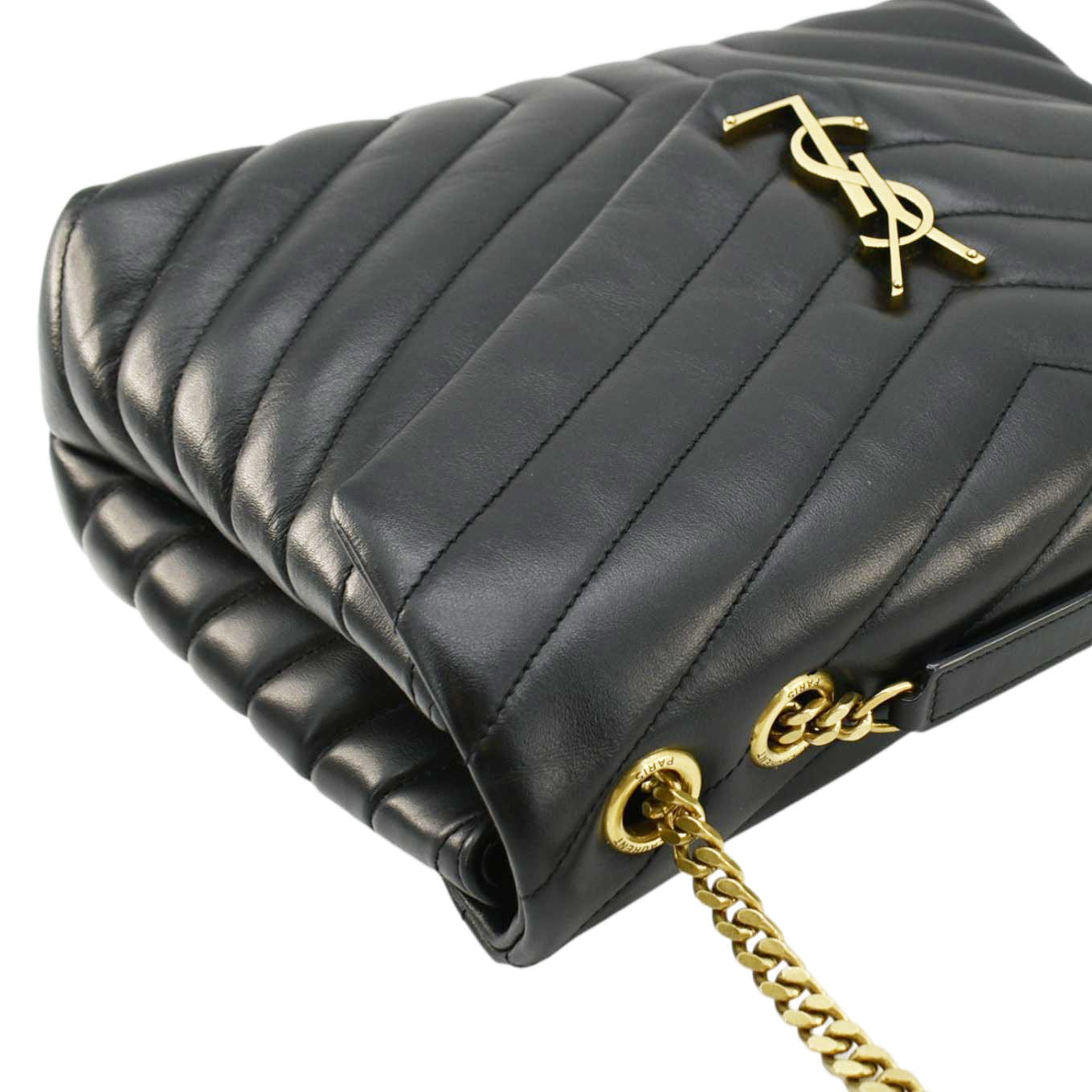 SAINT LAURENT Loulou Medium Quilted Leather Crossbody Bag Black