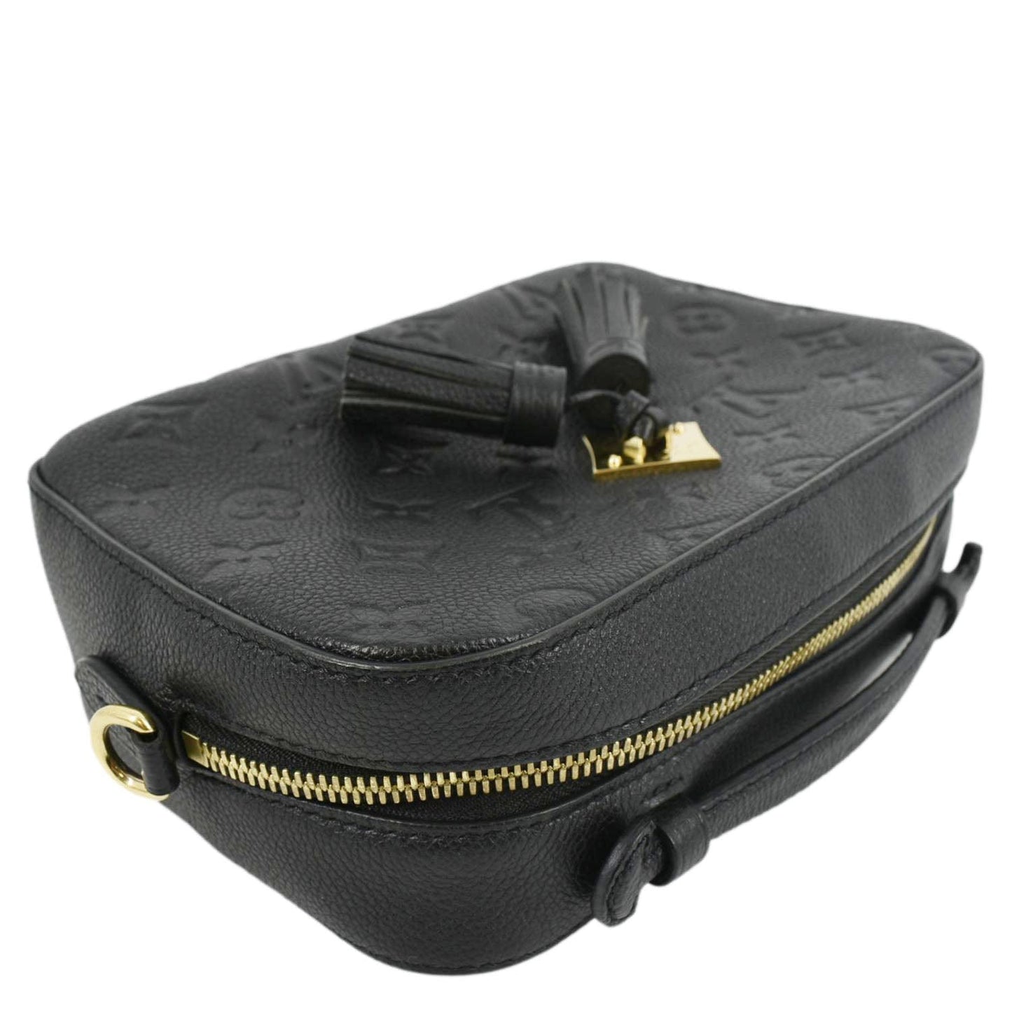 LOUIS VUITTON Saintonge Monogram Empreinte Leather Top Handle Satchel Bag Black