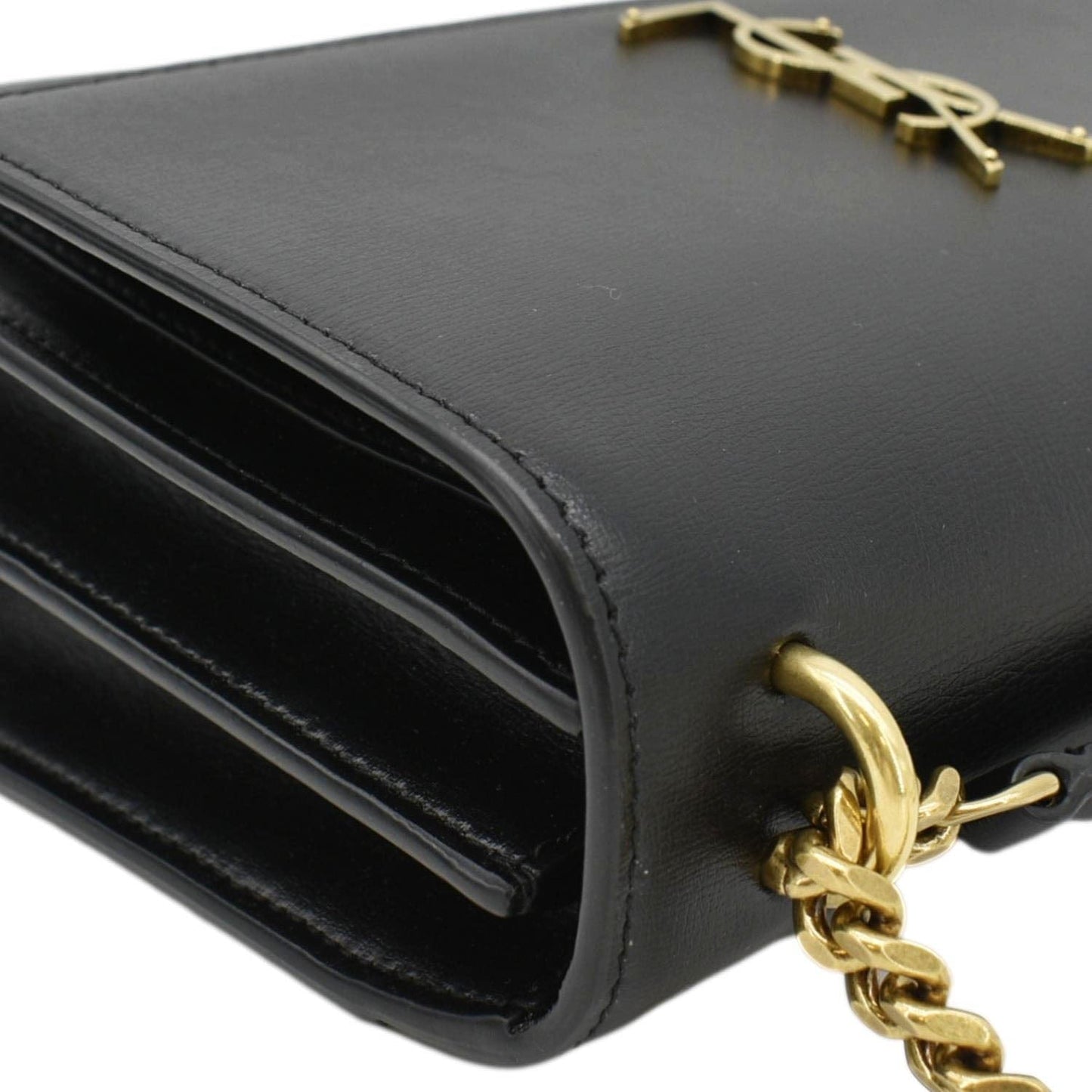 SAINT LAURENT Monogram Sunset Medium Leather Shoulder Bag Black