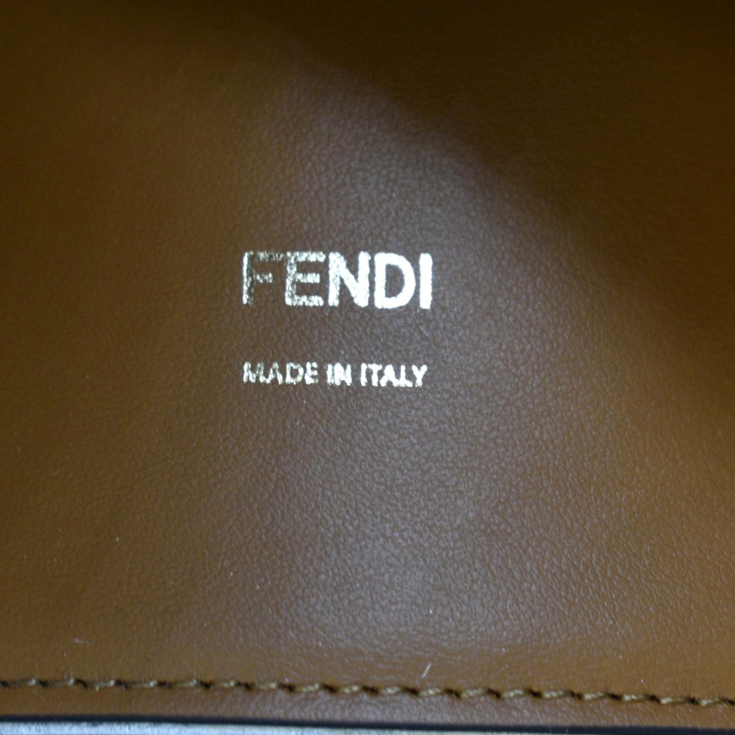 FENDI Sunshine Plexiglass Leather Shopper Tote Bag Tan