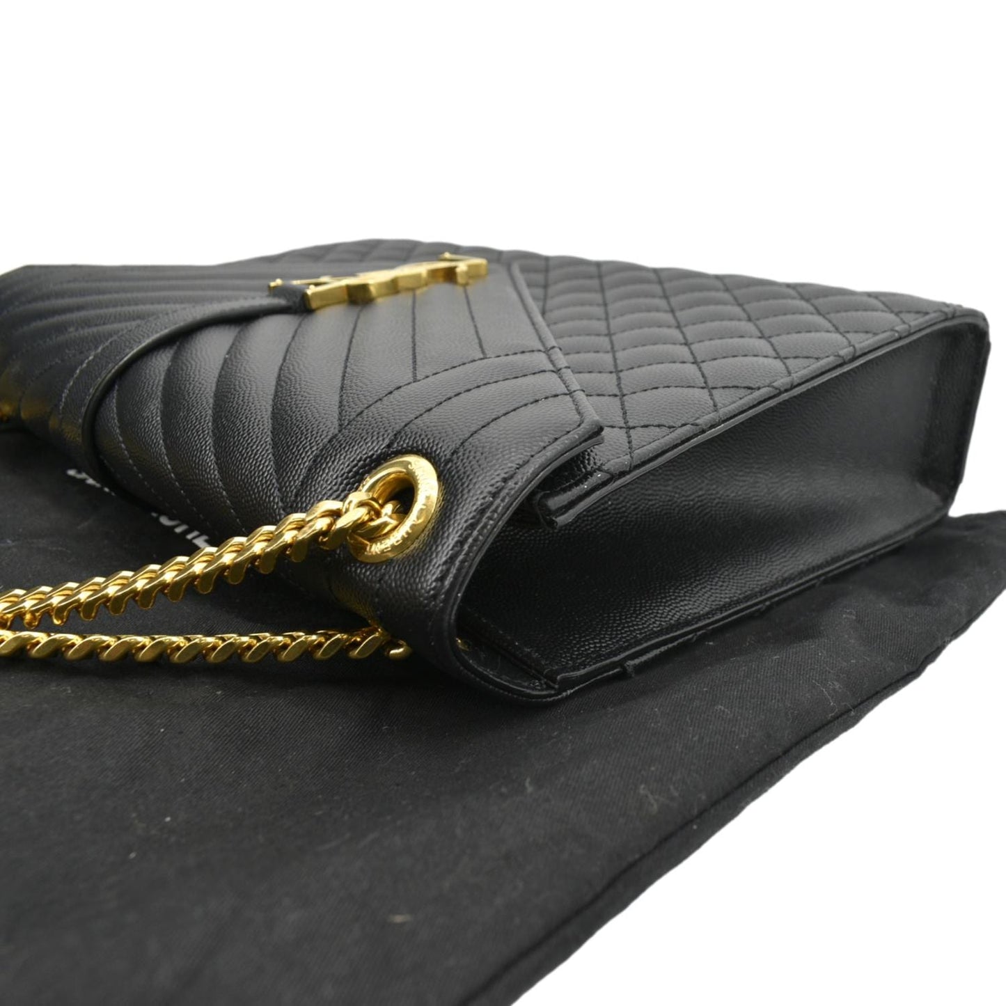 SAINT LAURENT Envelope Medium Matelasse Leather Crossbody Bag Black