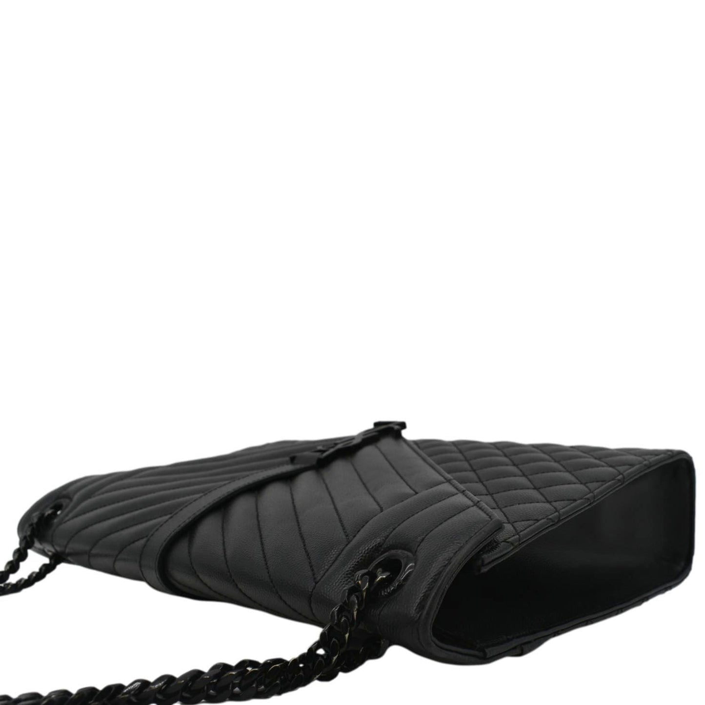 SAINT LAURENT Envelope Mix Matelassé Chain Leather Shoulder Bag Black