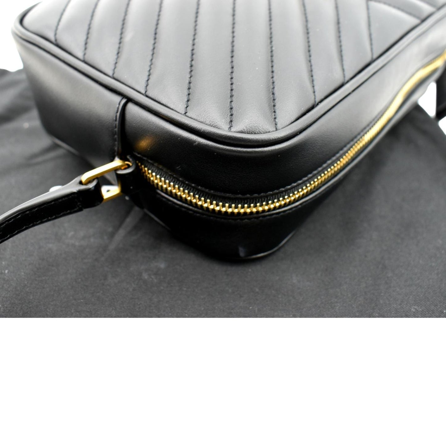 SAINT LAURENT Lou Camera Chevron Leather Crossbody Bag Black