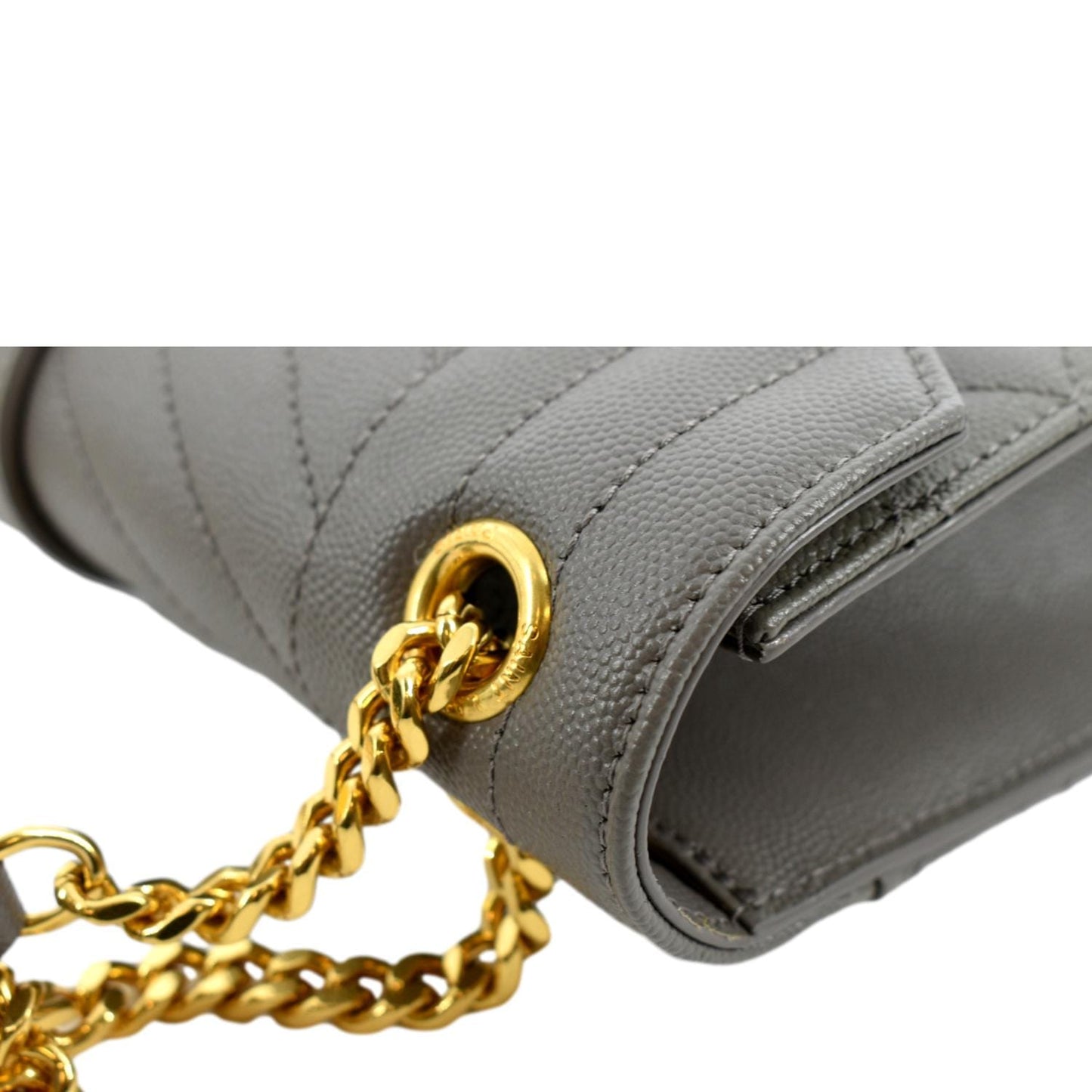 SAINT LAURENT Envelope Medium Matelasse Leather Crossbody Bag Gray